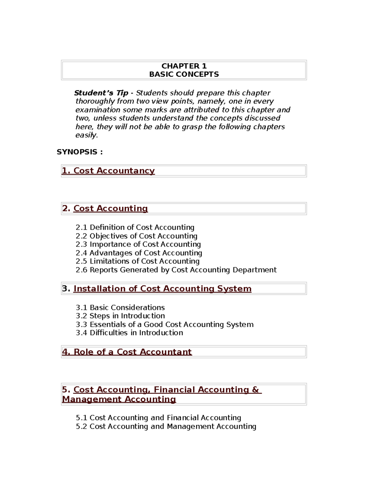 Cost-accounting-theory - CHAPTER 1 BASIC CONCEPTS Student’s Tip ...