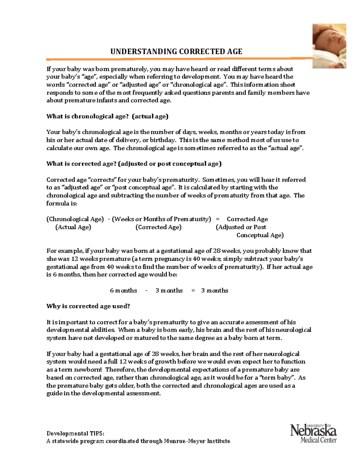 Understanding Corrected Age ! Developmental+TIPS++ Studocu