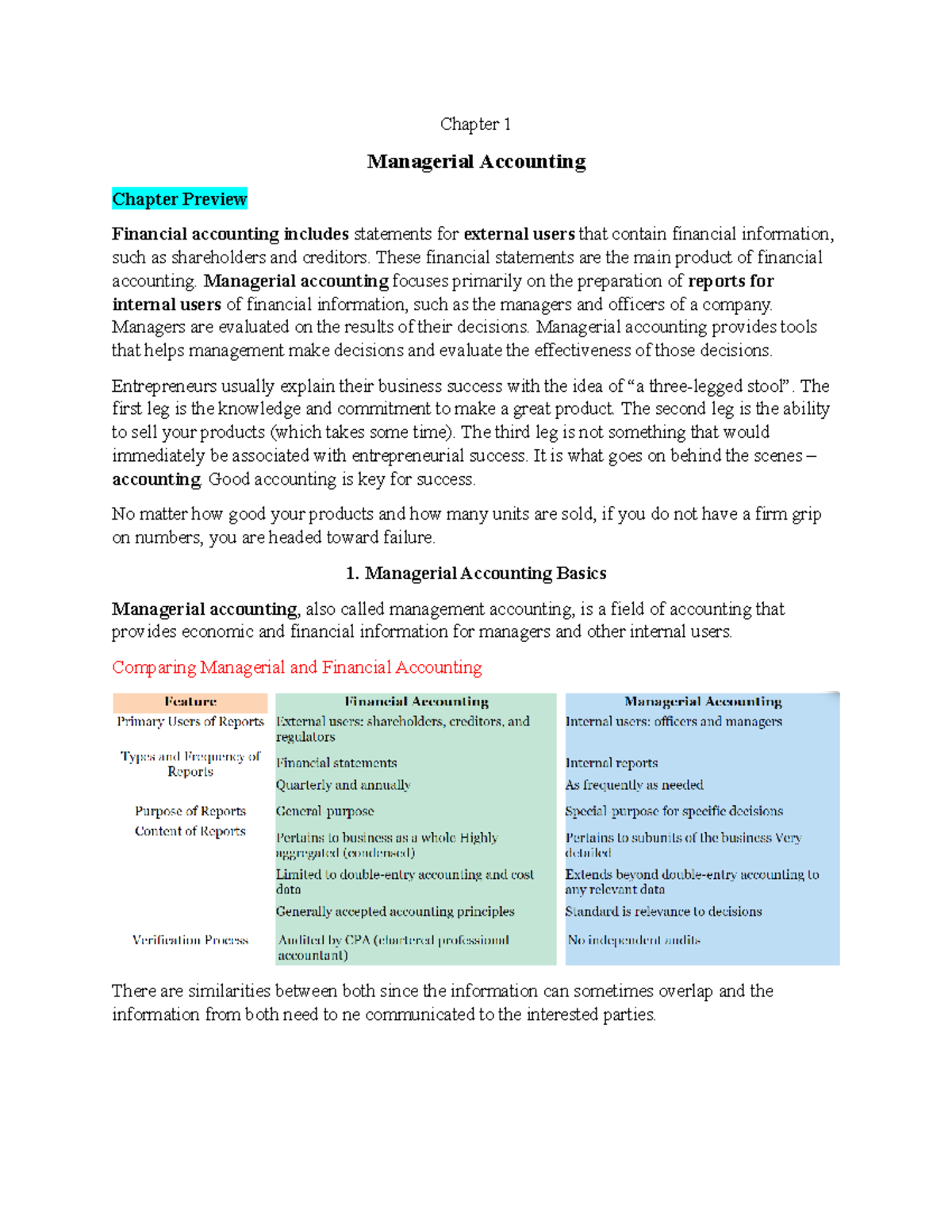 Chapter 1 Note From Textbook Chapter 1 Managerial Accounting Chapter Preview Financial Studocu Chapter 1 Note From Textbook Chapter 1 Managerial Accounting Chapter Preview Financial Studocu