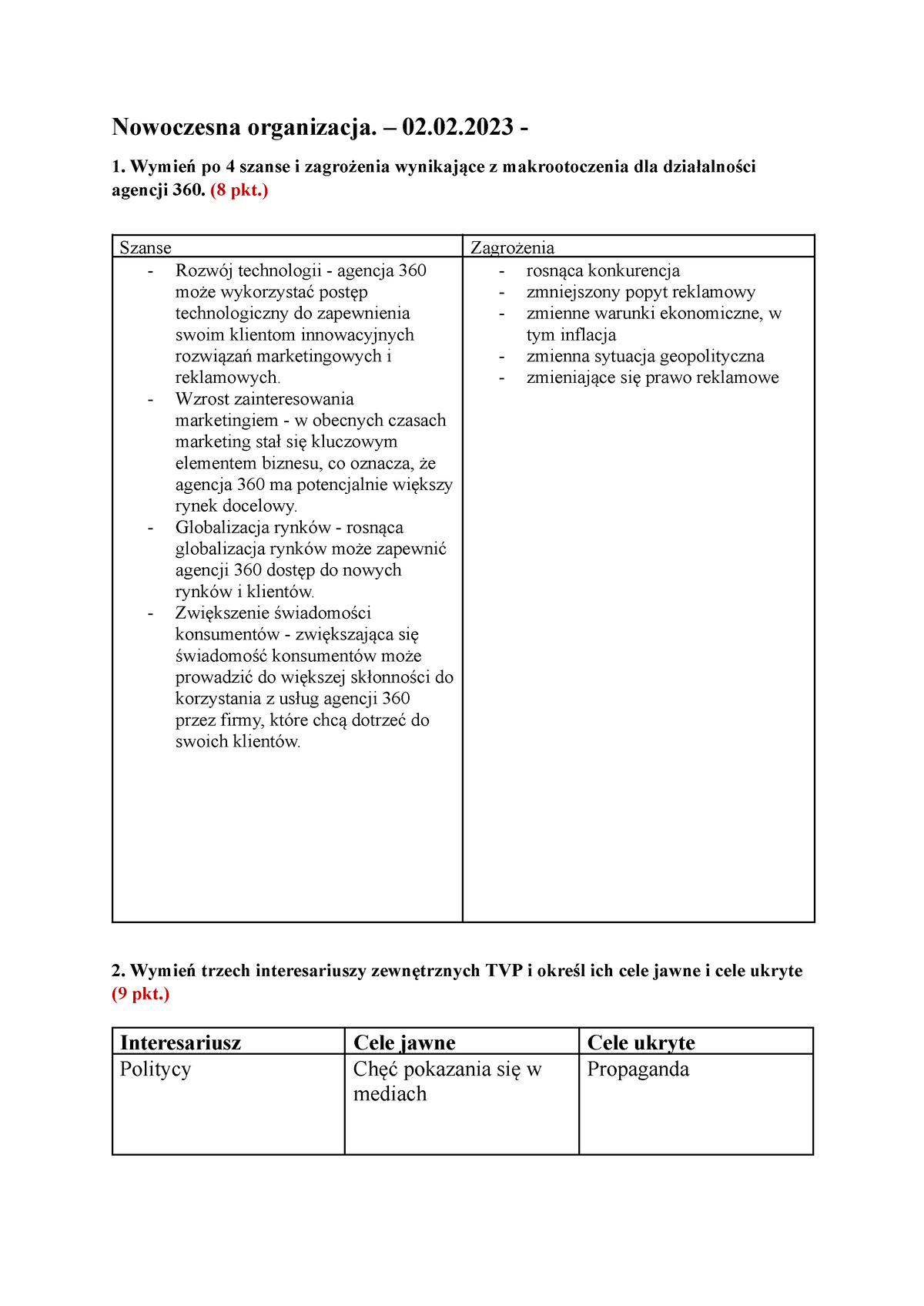 Nowoczesna Organizacja - Test - Nowoczesna Organizacja. – 02.02 ...