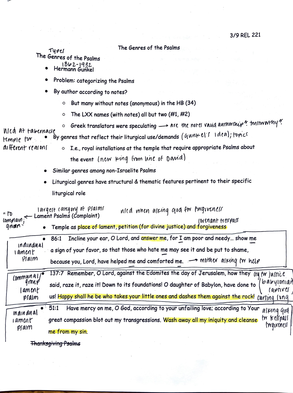 Psalms Lecture Notes - '1