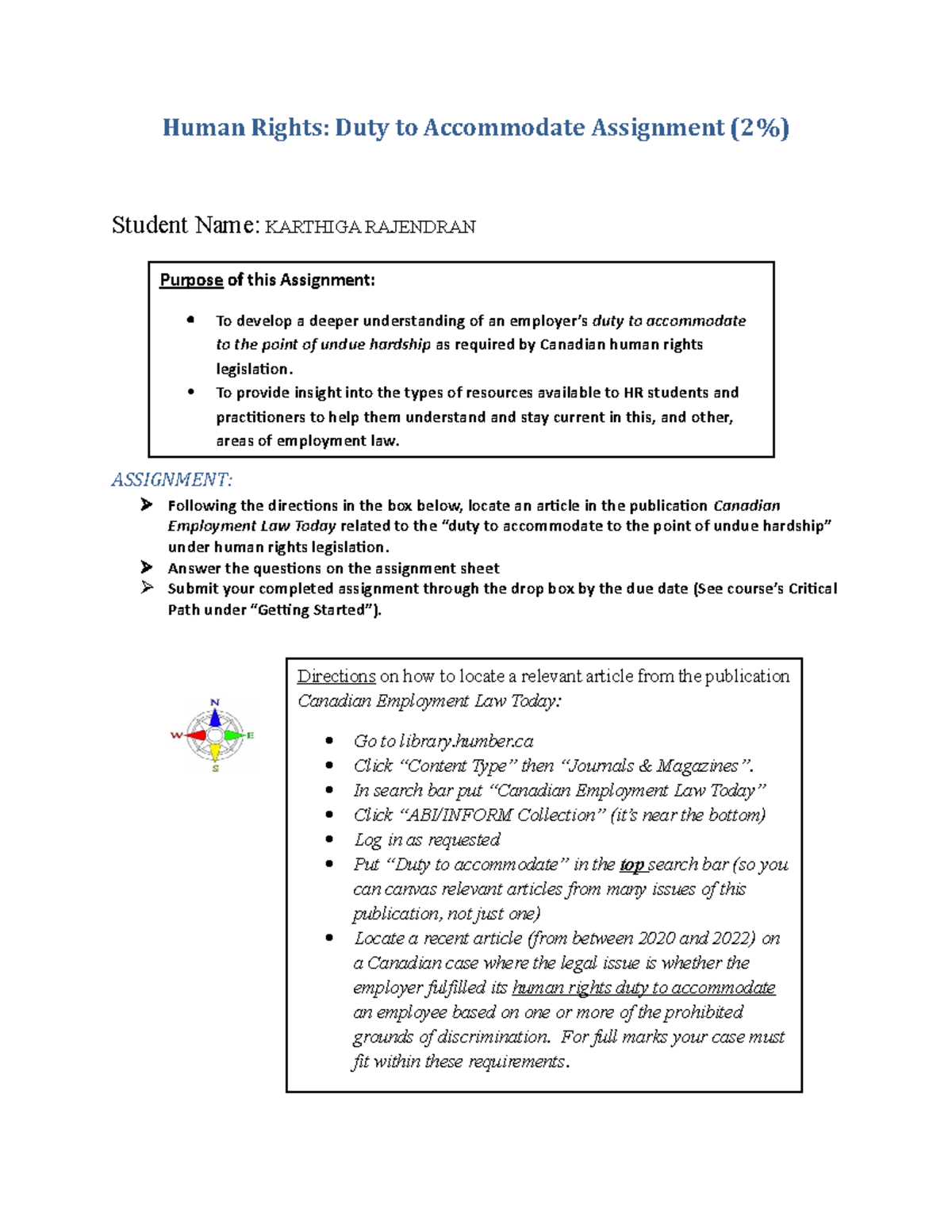 Duty to Accommodate Assignment S22 - Human Rights: Duty to Accommodate ...