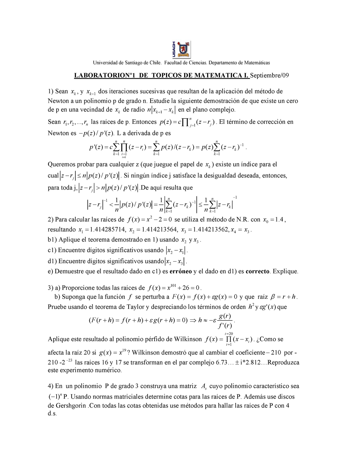 Laboratorio 1 3 Matematicas I Usach Universidad De Santiago De Chile Studocu