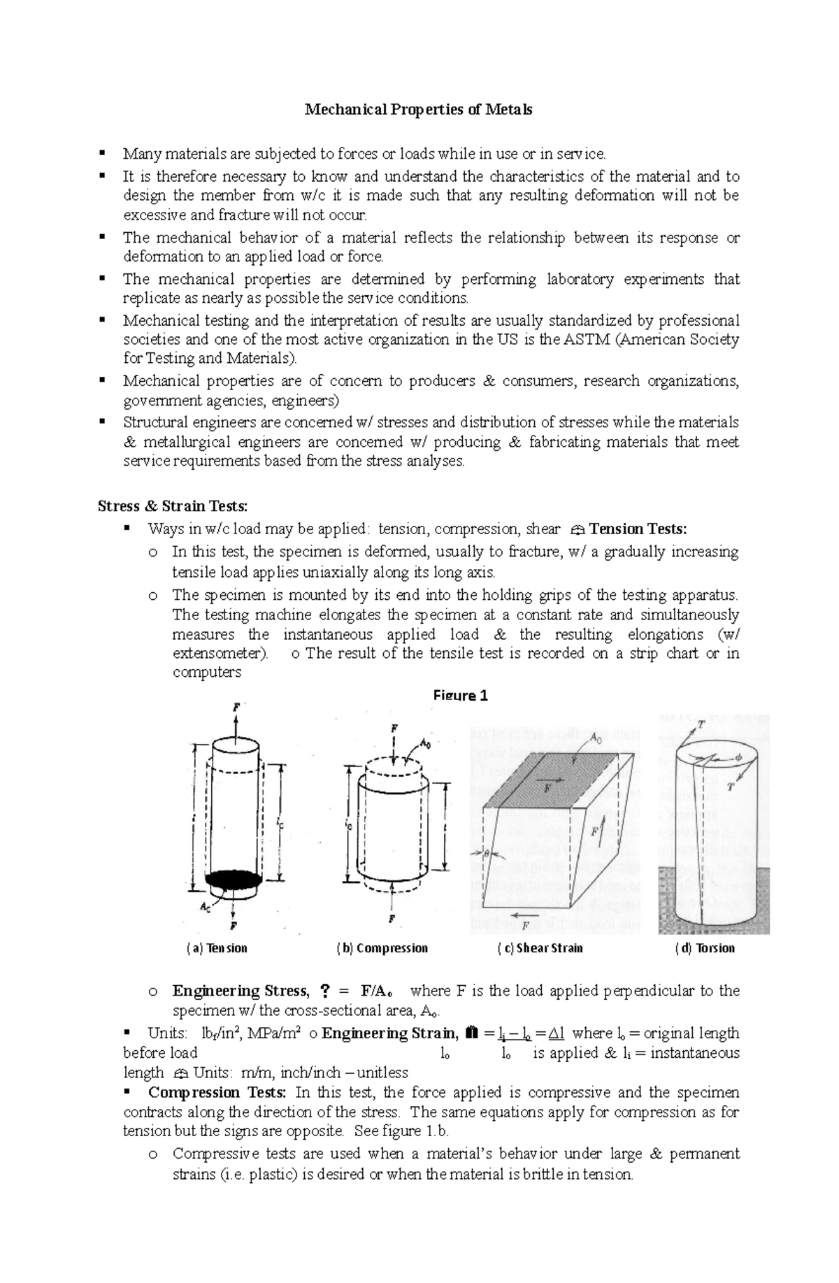 12. Mechanical Properties It is therefore necessary to know and