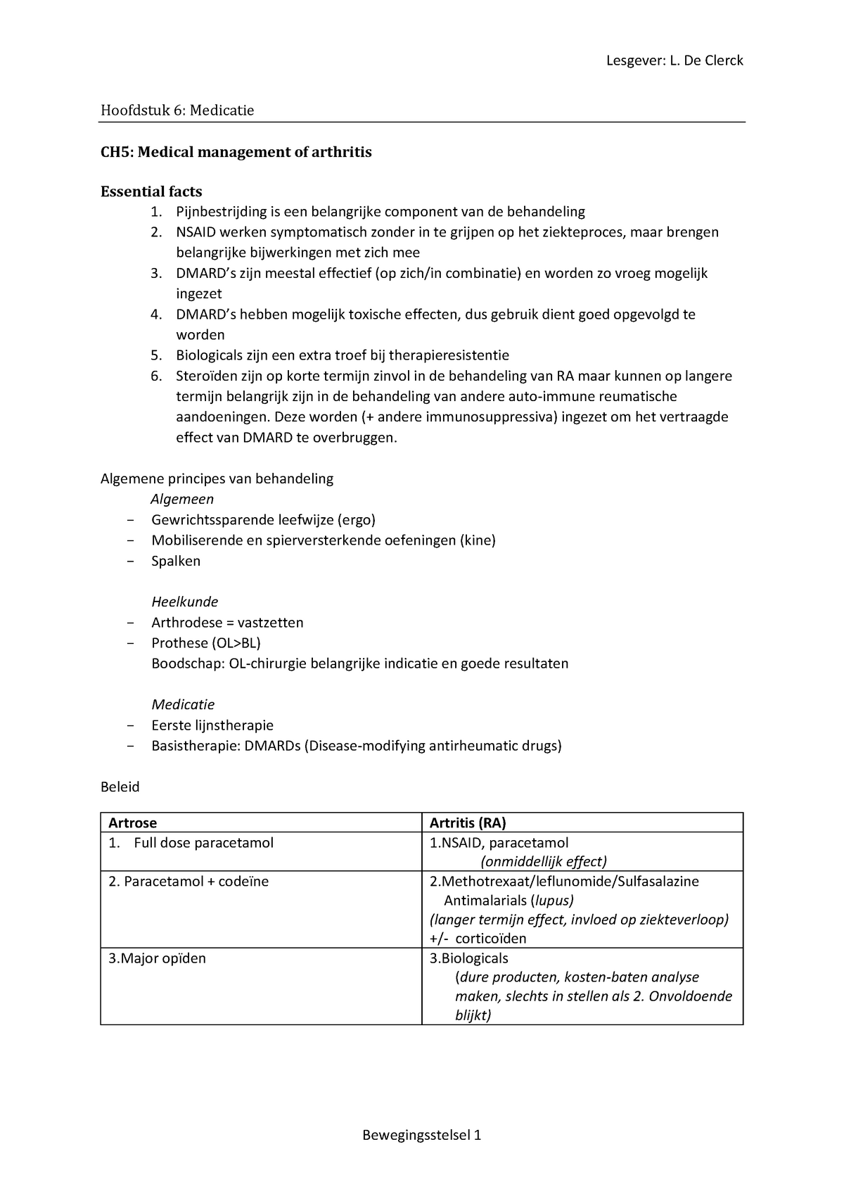 06 Medicatie - Samenvatting Bewegingsstelsel 1 - Warning: TT: Undefined ...