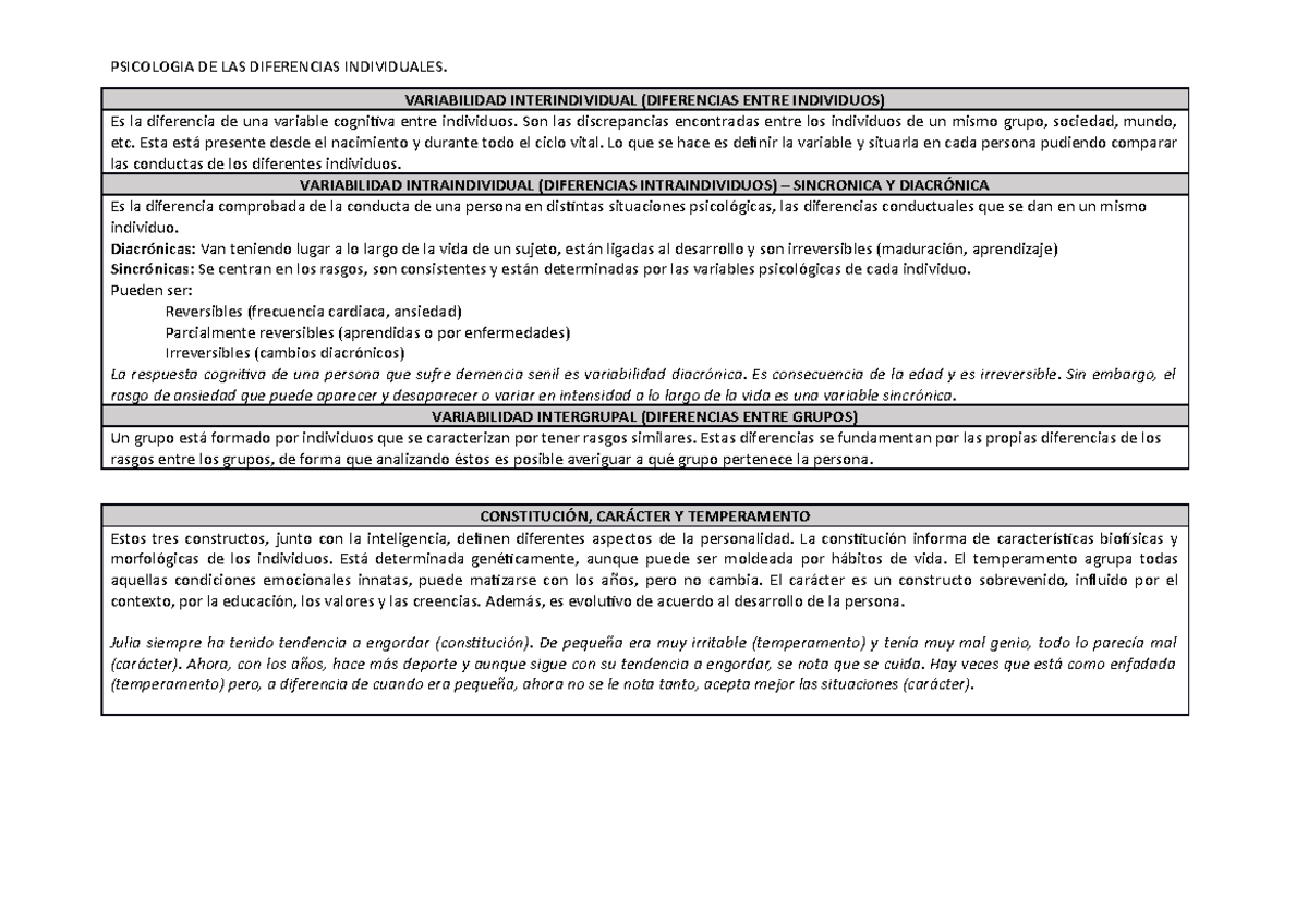Psicología de las diferencias individuales. Resumen 2 - VARIABILIDAD ...