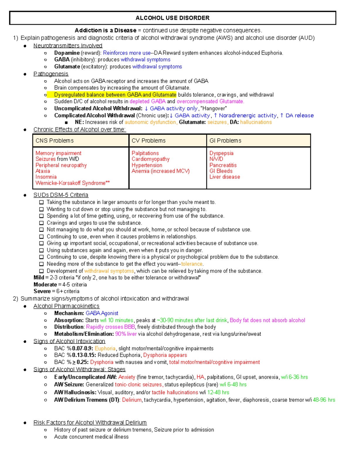 Alcohol Use Disorder - Lecture notes 11 - ALCOHOL USE DISORDER ...