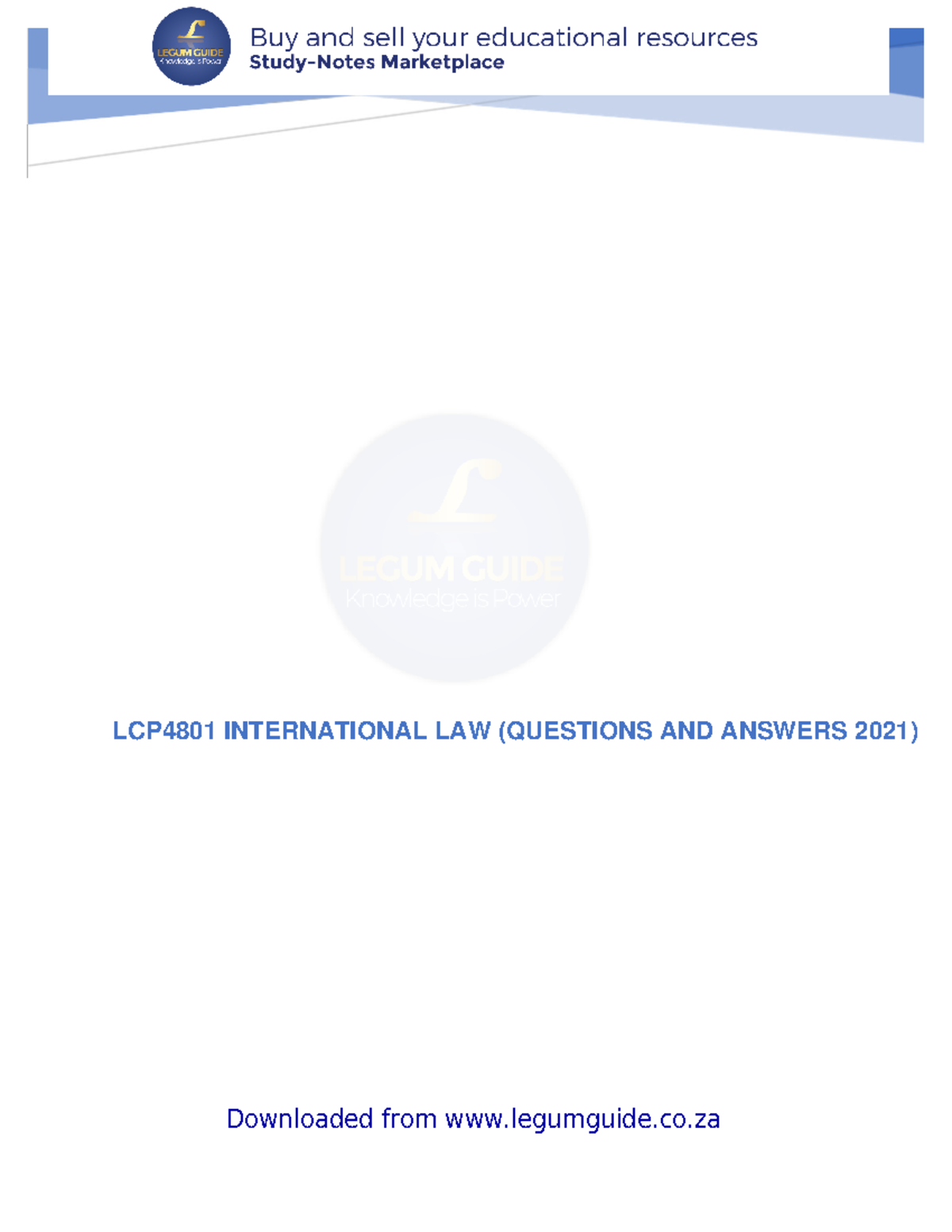 LCP4801-R - Helps in exam preparation. - LCP4801 INTERNATIONAL LAW ...