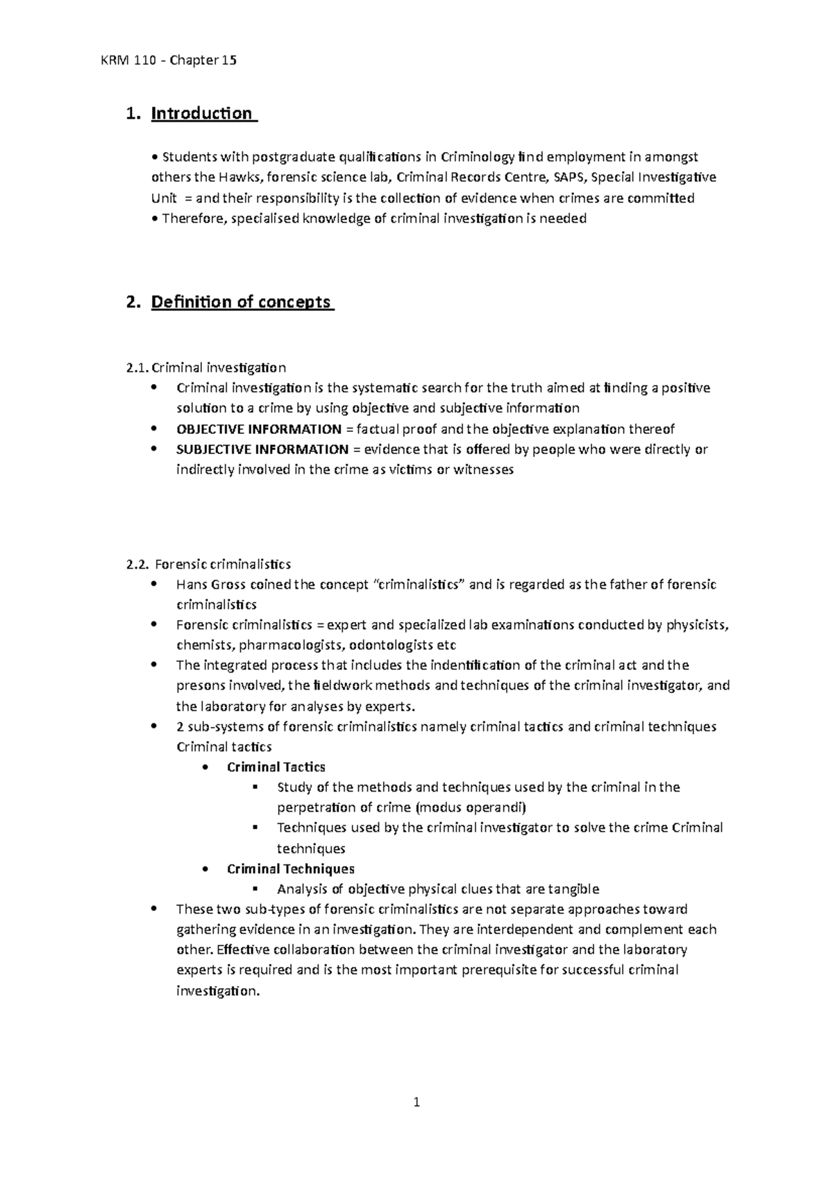 Chapter 15 - Lecture notes chap 15 - KRM 110 - Chapter 15 1 ...