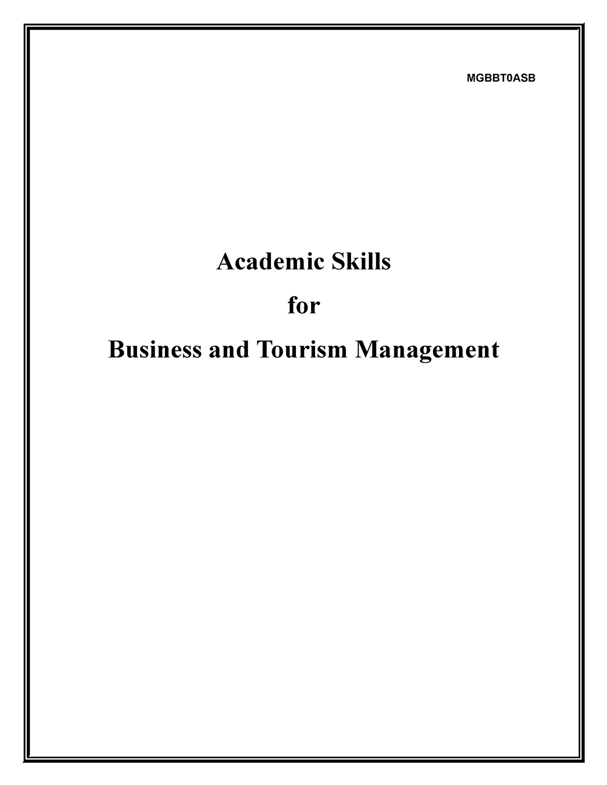 academic skills for business and tourism management essay