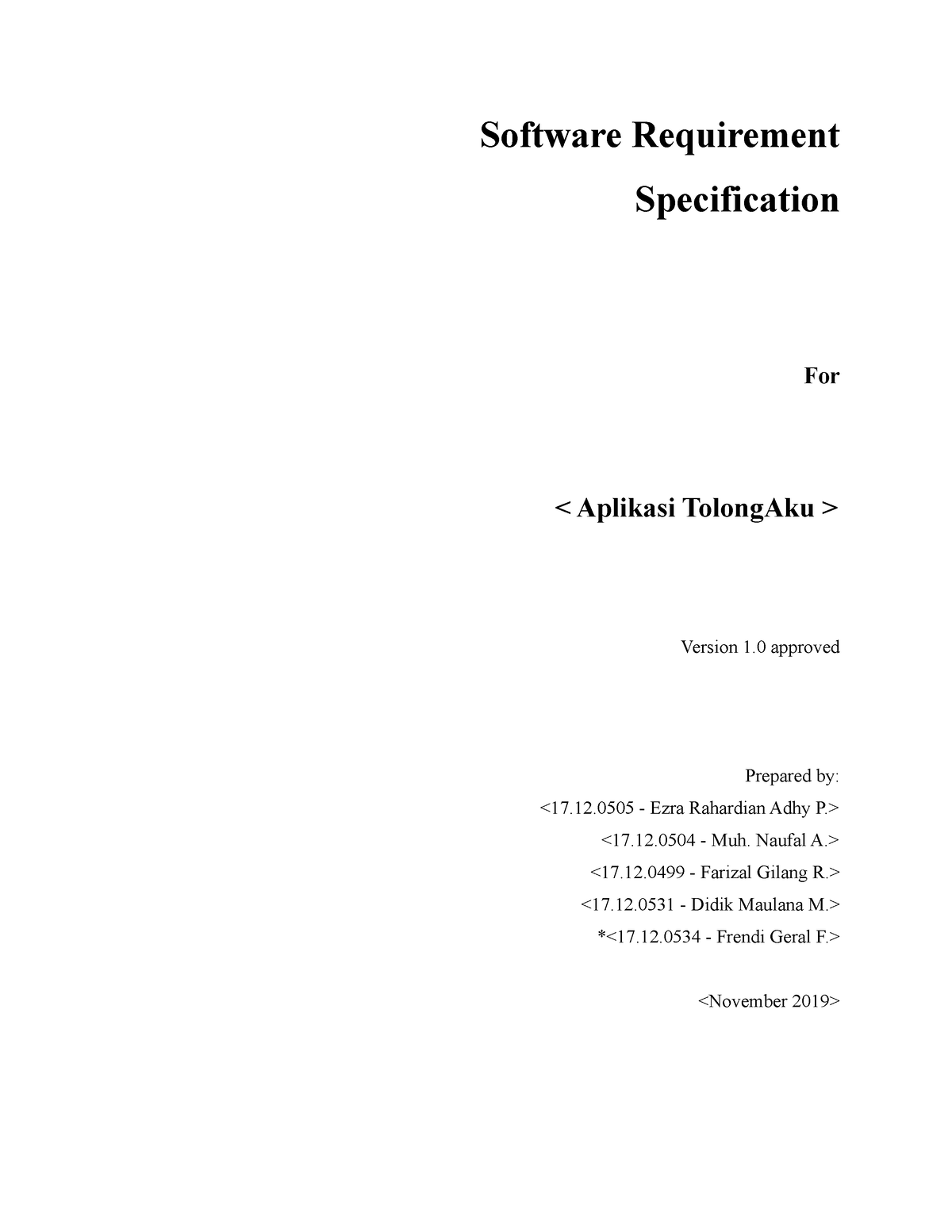 Contoh Laporan SRS Aplikasi Tolong Aku - Software Requirement