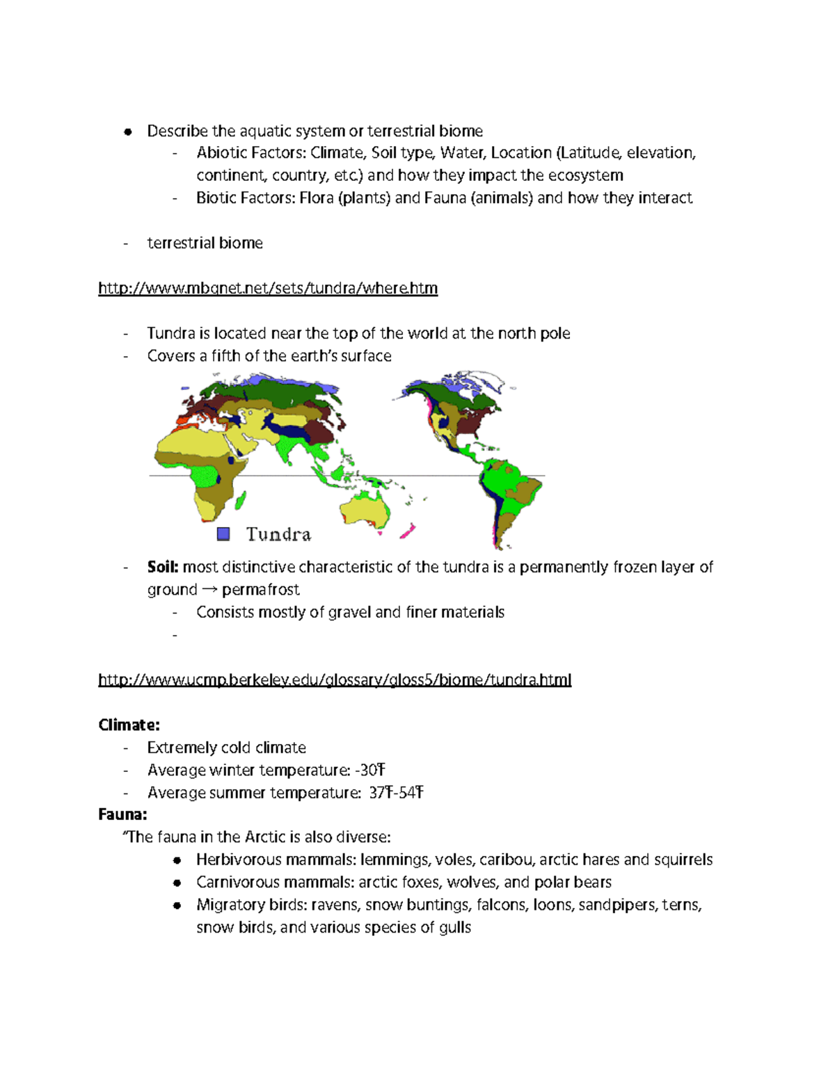 Tundra Research - Environmental Science - Describe the aquatic system ...