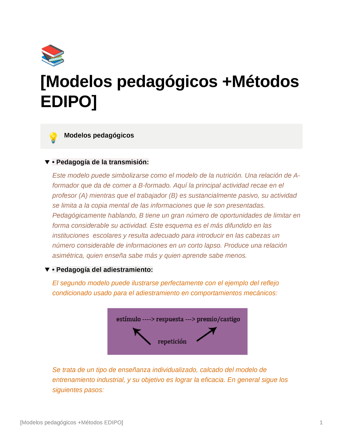 Modelo pedagógico y Método EDIPO - È [Modelos pedagógicos +Métodos EDIPO]  Modelos pedagógicos - Studocu