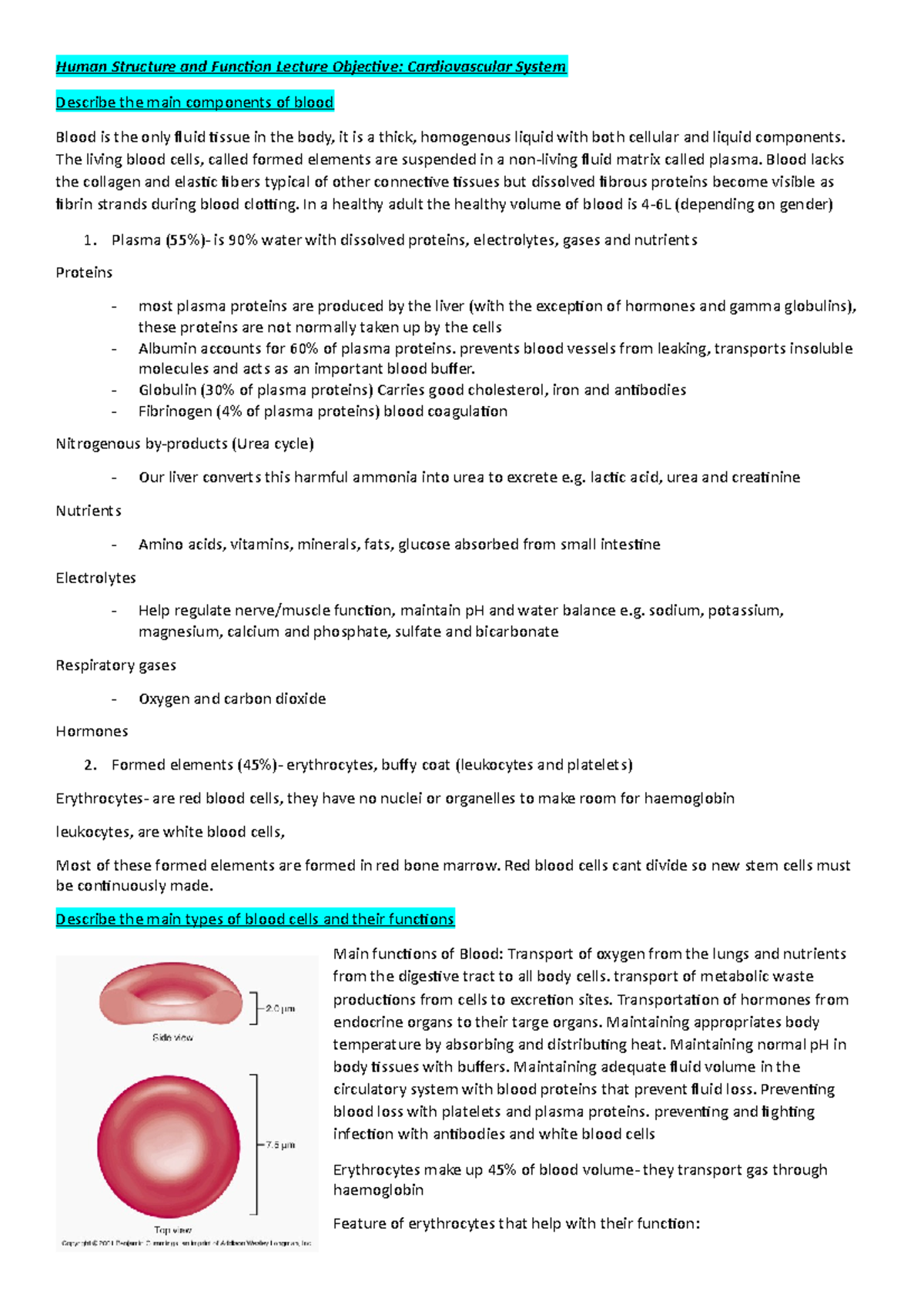 HLTH1000 Cardiac and Circulatory Systems - Human Structure and Function ...