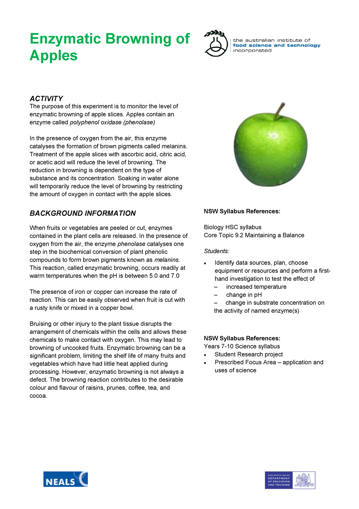 variables in apple browning experiment