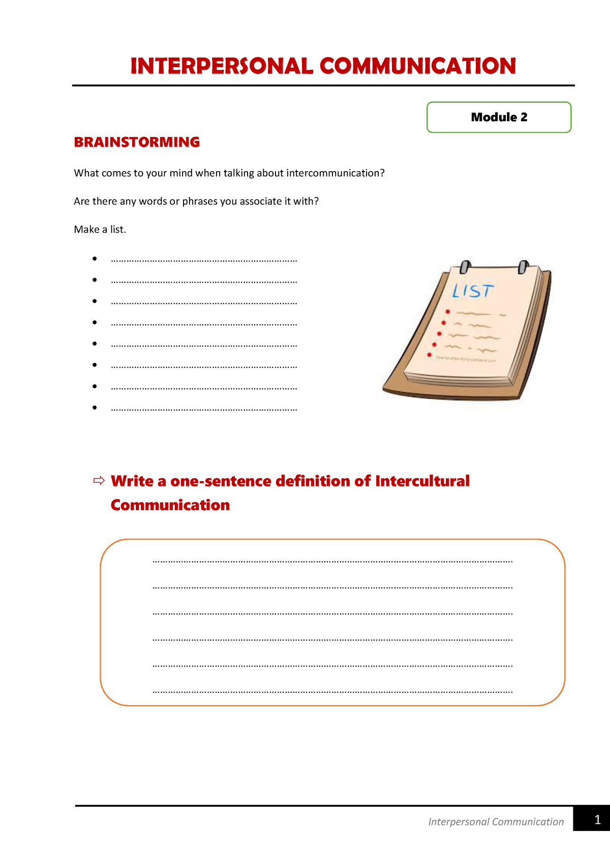 interpersonal communication assignments