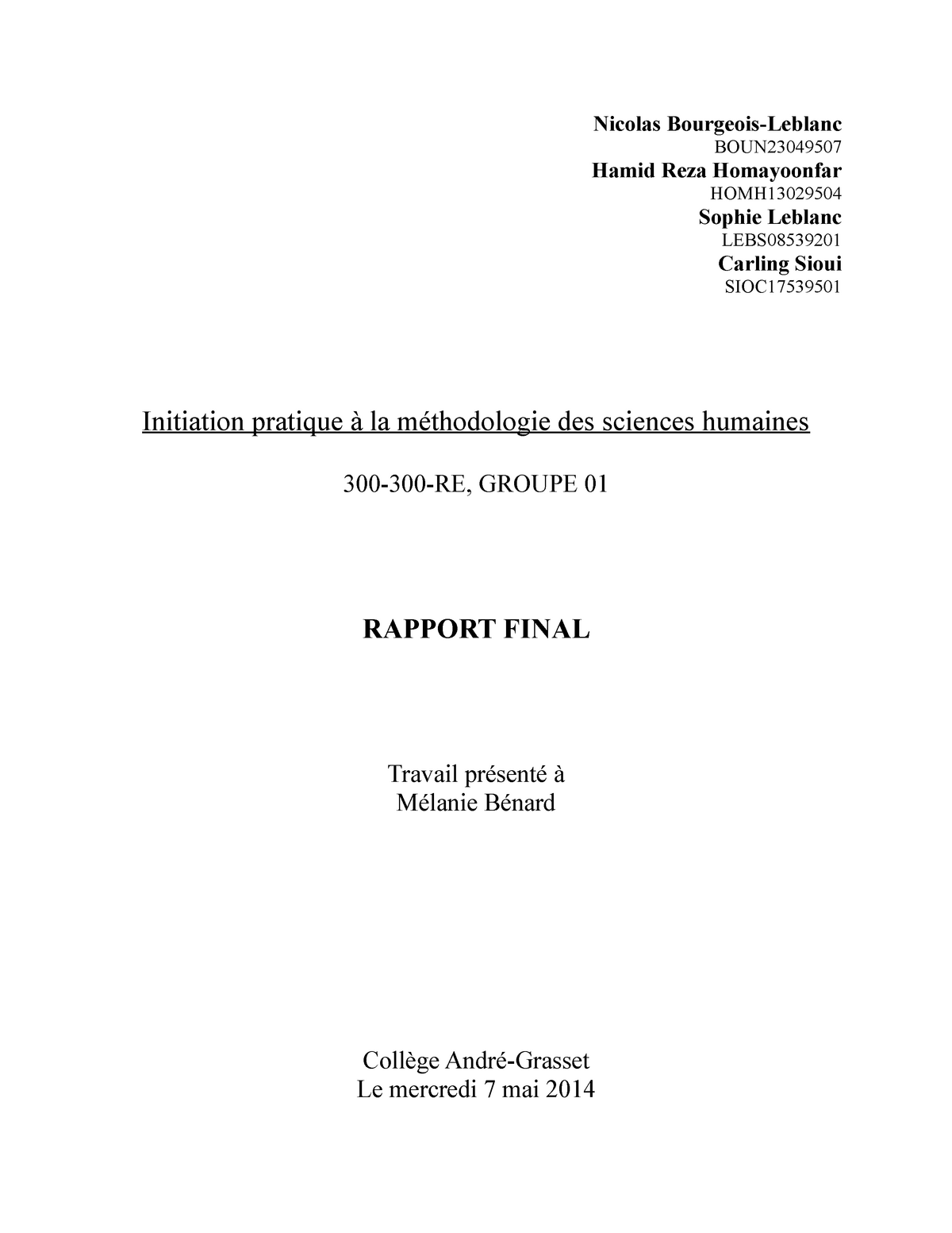 Rapport final  Ipmsh  Nicolas BourgeoisLeblanc BOUN Hamid Reza