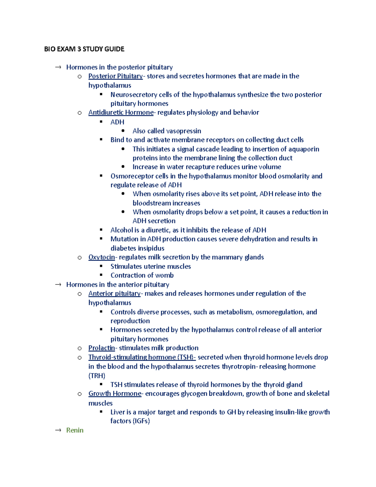 BIO EXAM 3 Study Guide - A compilation of notes and topics that were ...