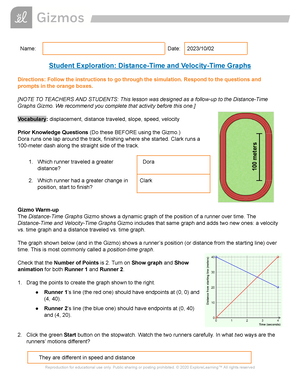 Student Exploration_ Distance-Time and Velocity-Time Graphs Gizmo, Assignments Physics