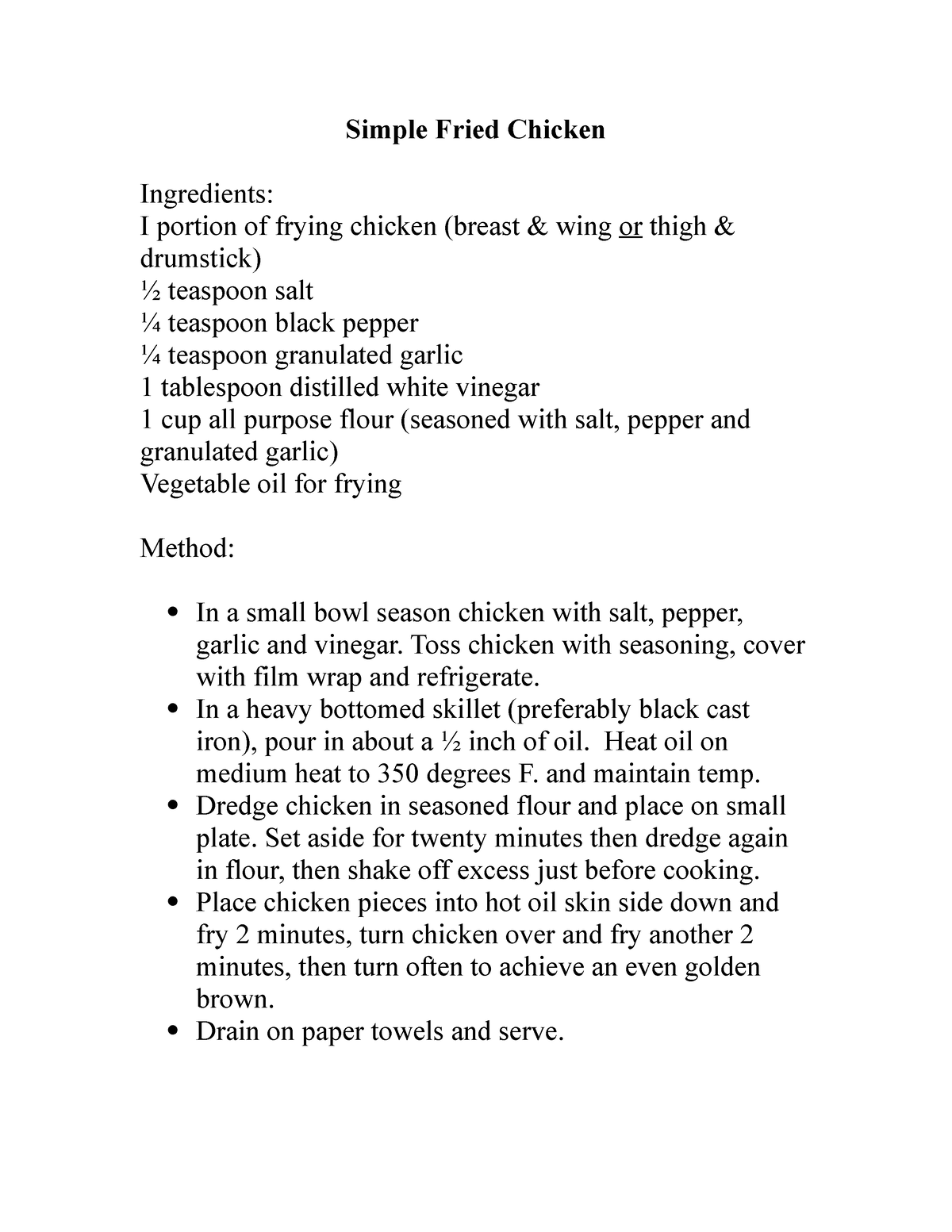 Simple Fried Chicken-1 - Simple Fried Chicken Ingredients: I portion of ...
