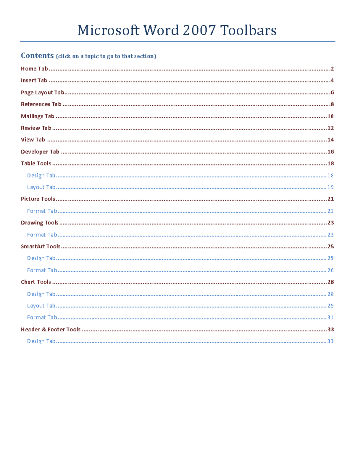 Word Toolbars Microsoft Word 2007 Toolbars Home Tab Studocu