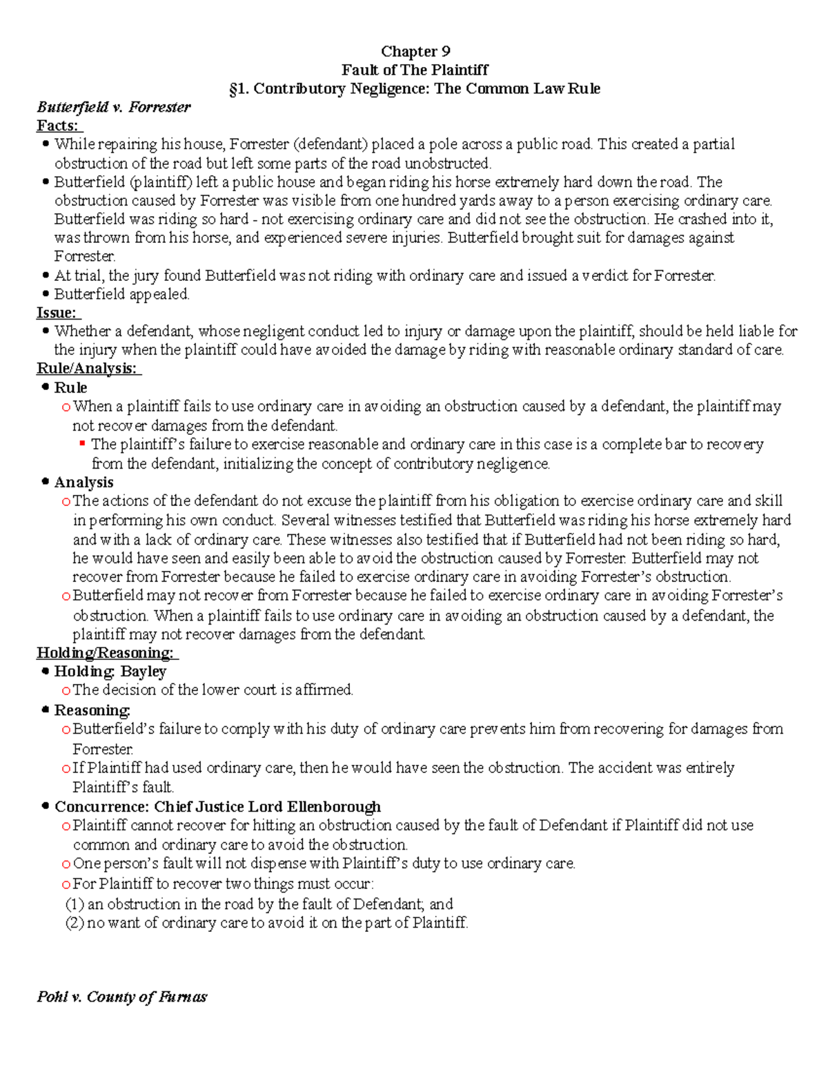 Chapter 9- Fault of Plaintiff - Chapter 9 Fault of The Plaintiff §1 ...