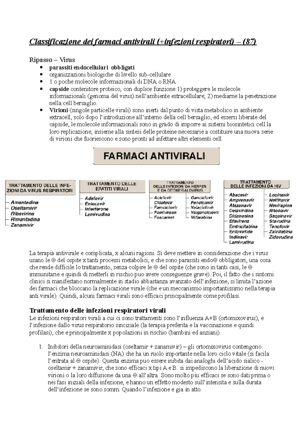 87 - Classificazione Dei Farmaci Antivirali - Classificazione Dei ...