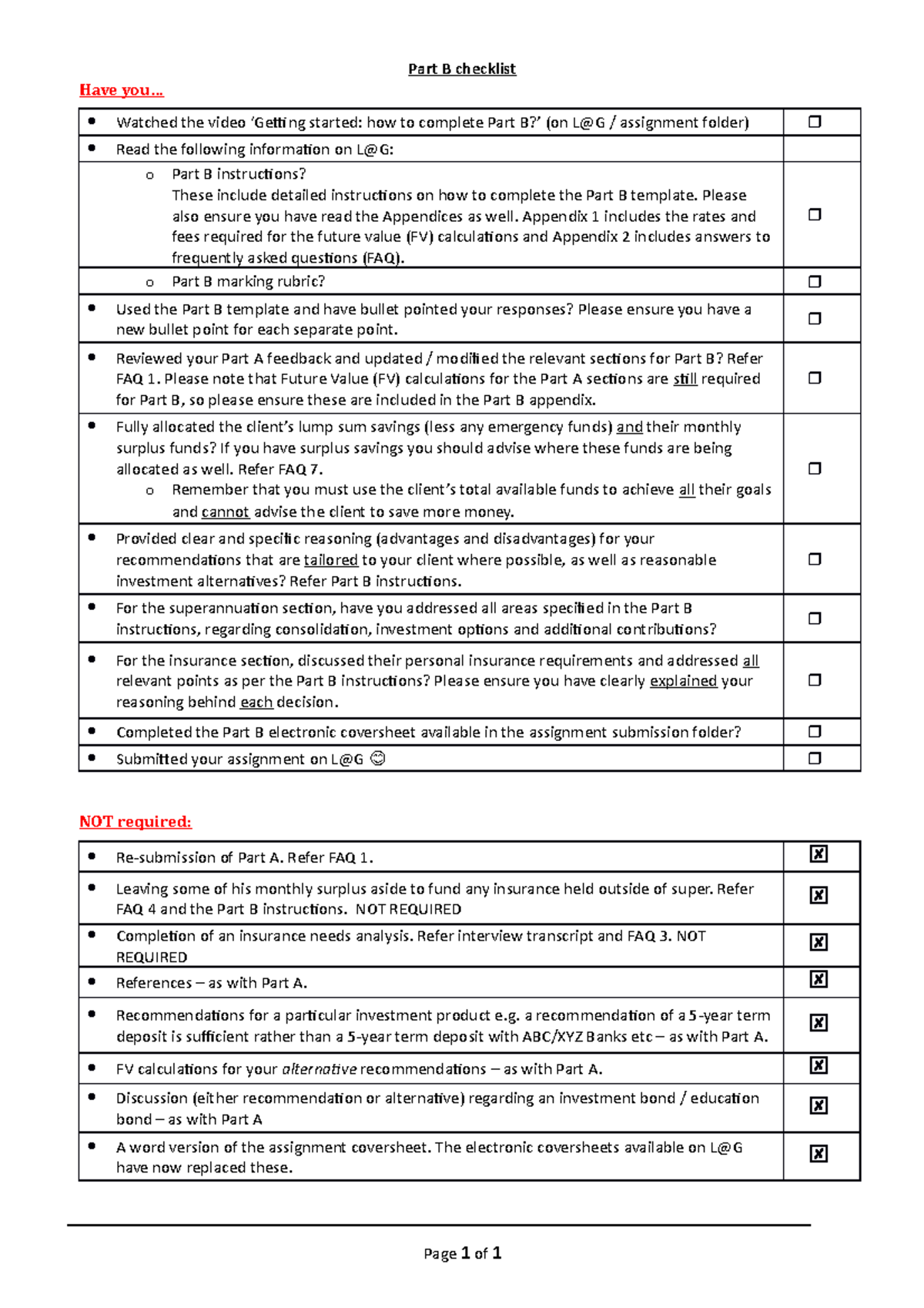 Part B - Check List - SOA - Part B Checklist Have You... Watched The ...