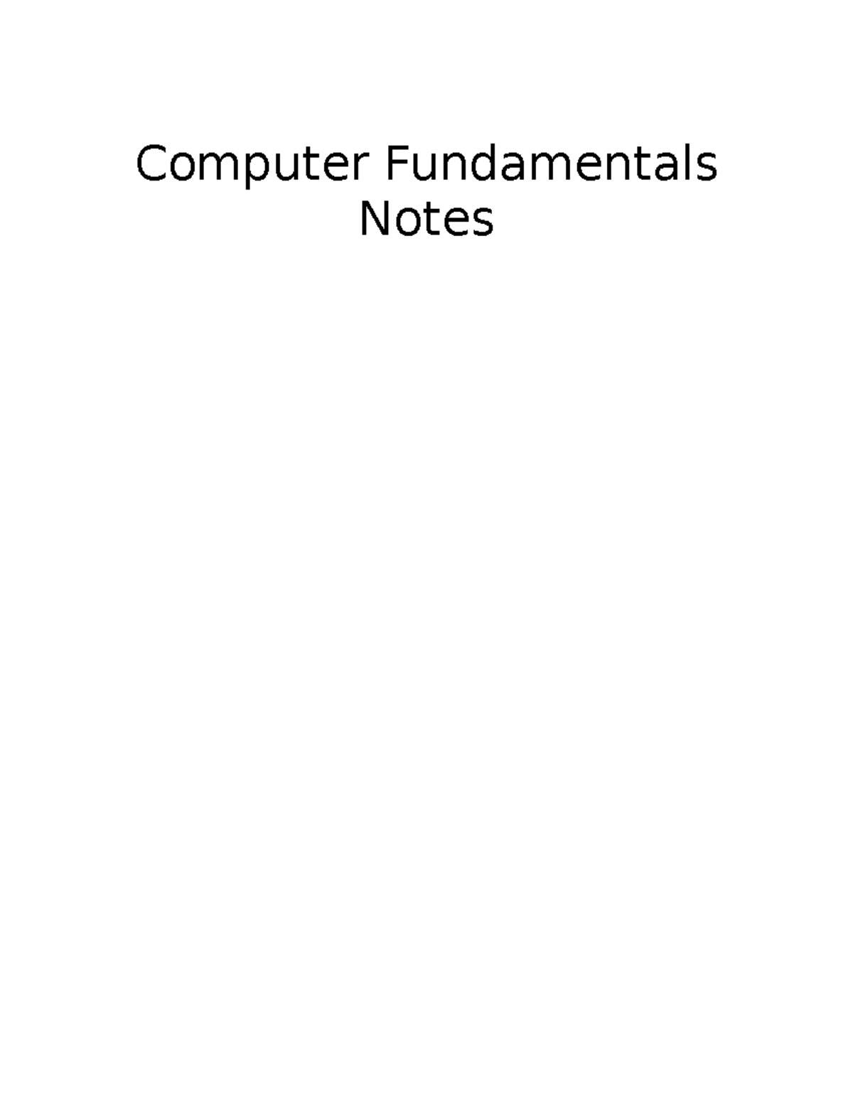 Computer Fundamentals Introduction - Computer Fundamentals Notes ...