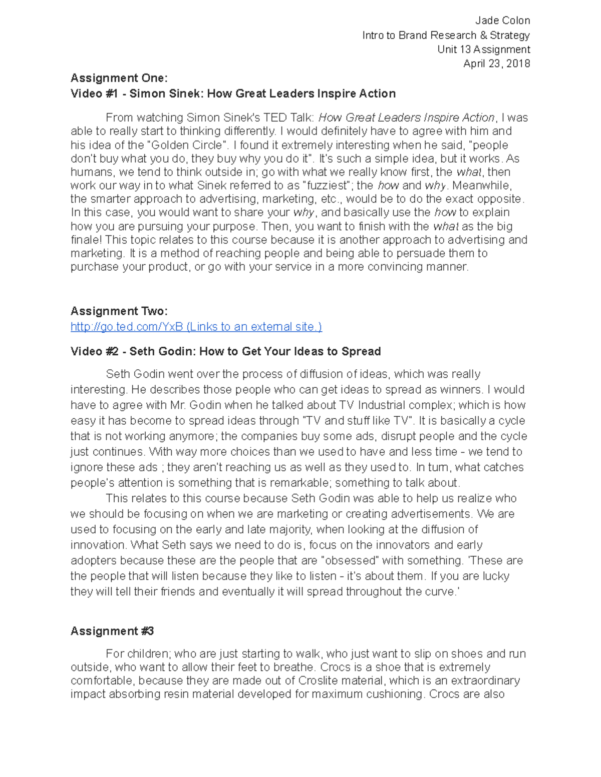 Colon Unit13 - unit 13 coursework - Jade Colon Intro to Brand Research ...