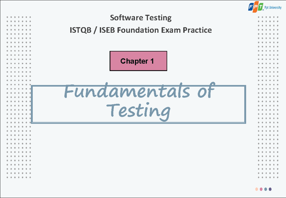 SWT1 Fundamentals Testing - Software Testing ISTQB / ISEB Foundation ...