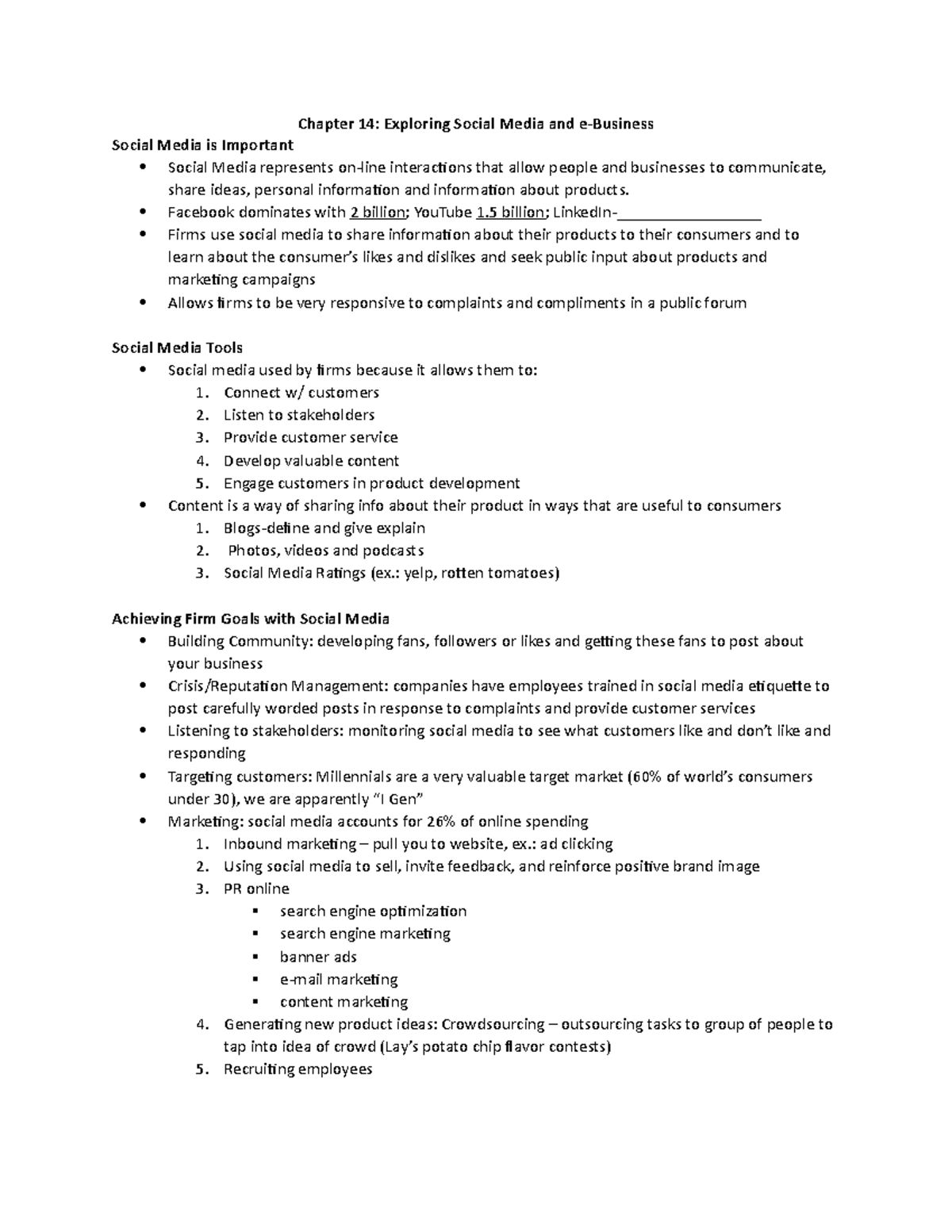 BUS 1201 ch 14 notes - Mencken - Chapter 14: Exploring Social Media and ...