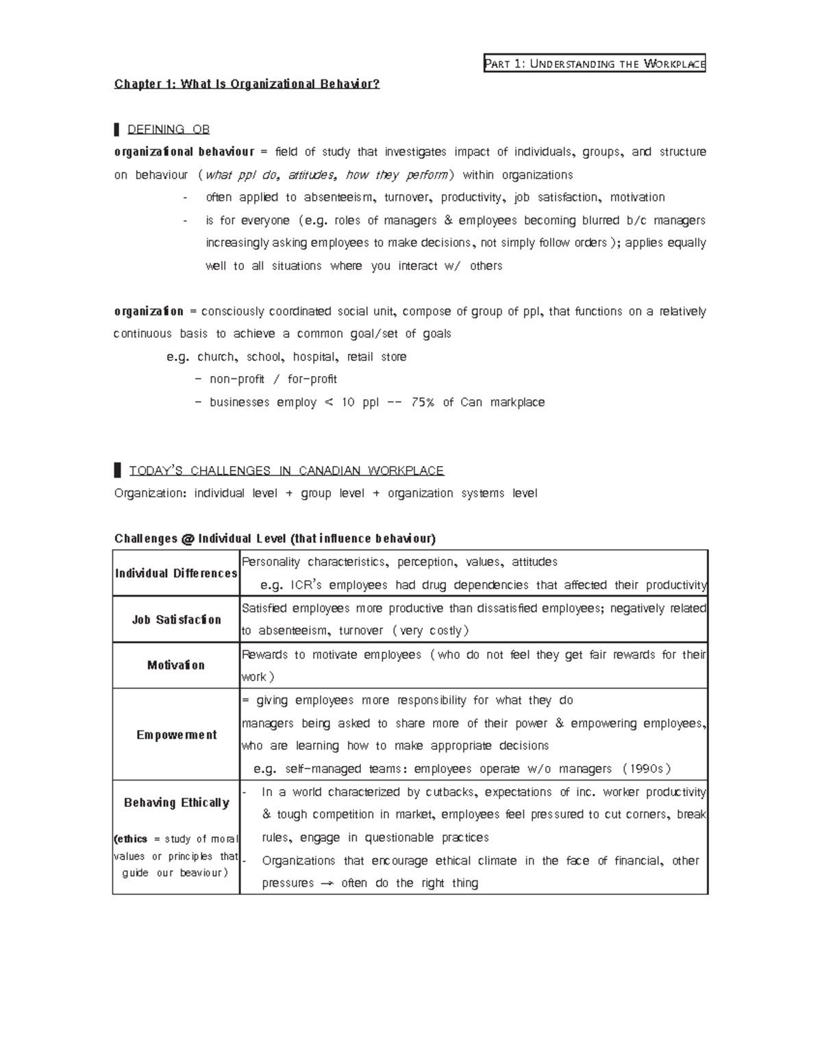 Chapter-1 - Chapter 1 notes - Chapter 1: What Is Organizational ...