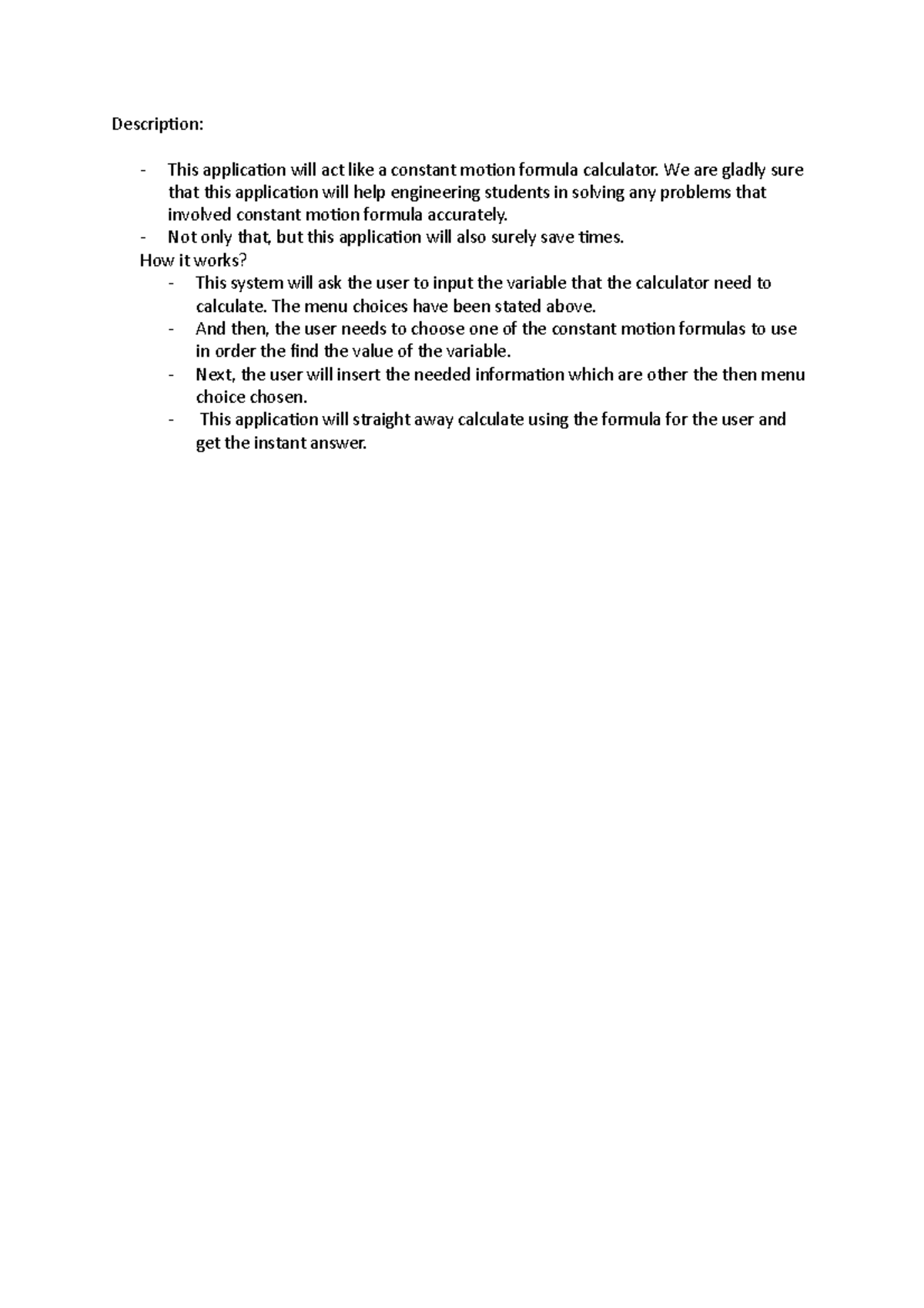 Description proposal for programming application which engineering ...