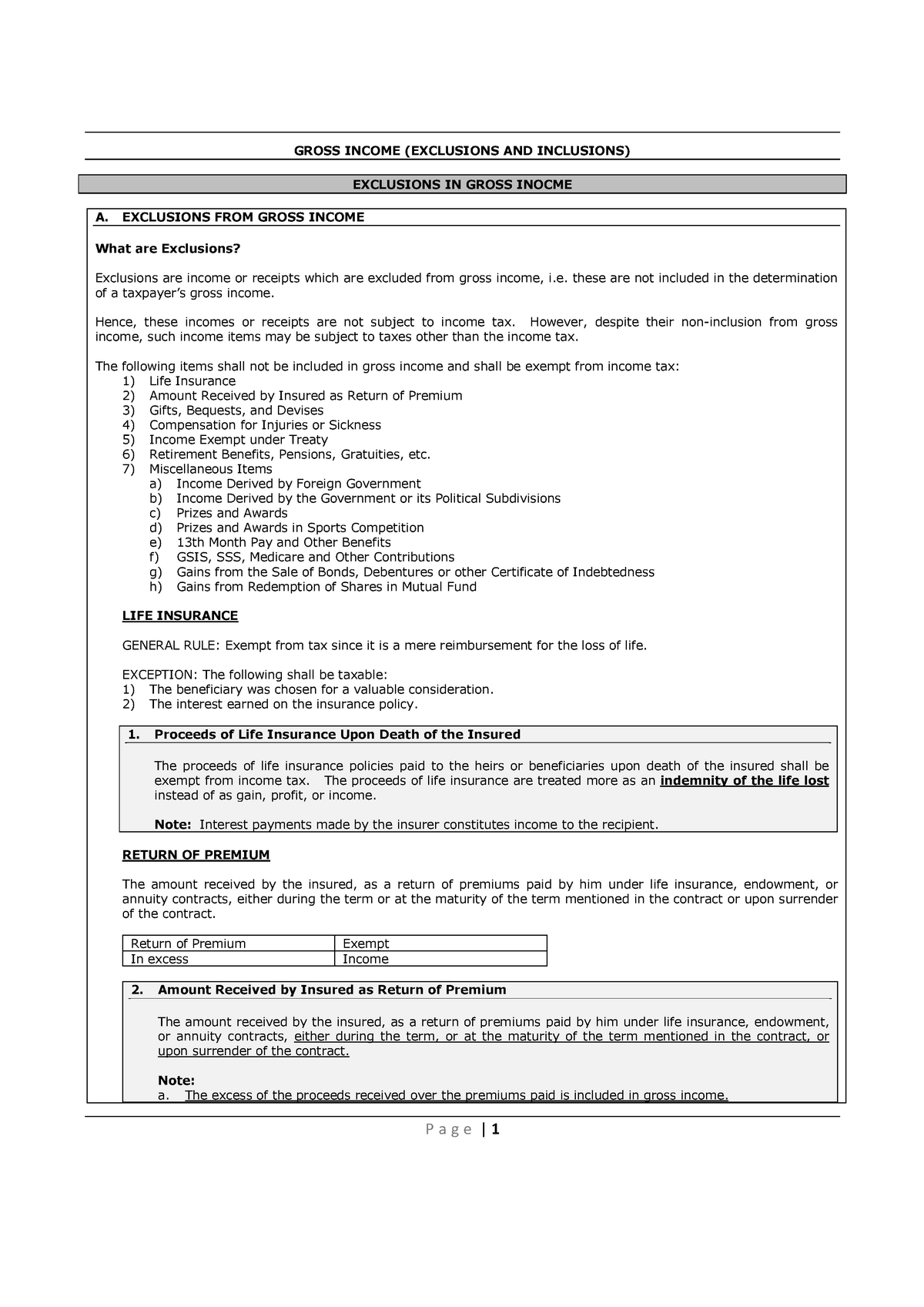 2. Gross Income Inclusion And Exclusion (Handout And Problems) Psba ...