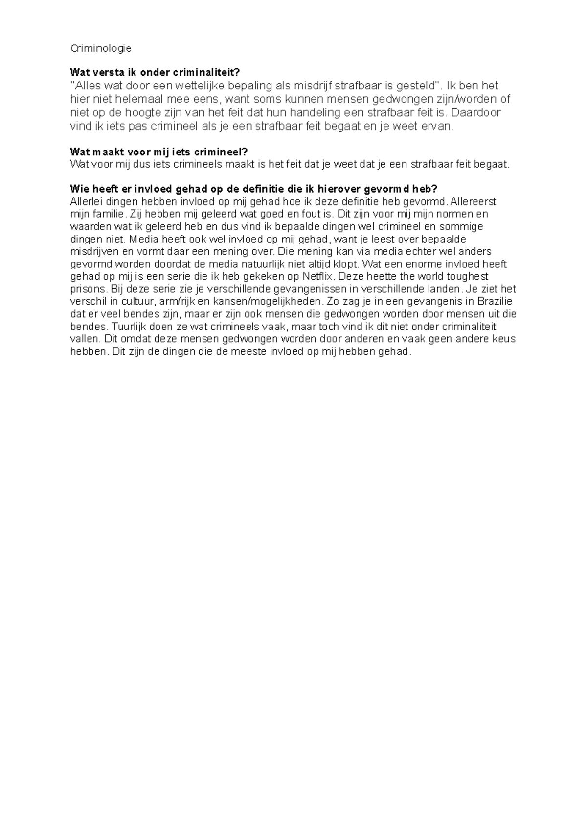 Criminologie samenvattingen paar hoofdstukken Criminologie Wat versta ik onder criminaliteit Criminologie samenvattingen paar hoofdstukken Criminologie Wat versta ik onder criminaliteit