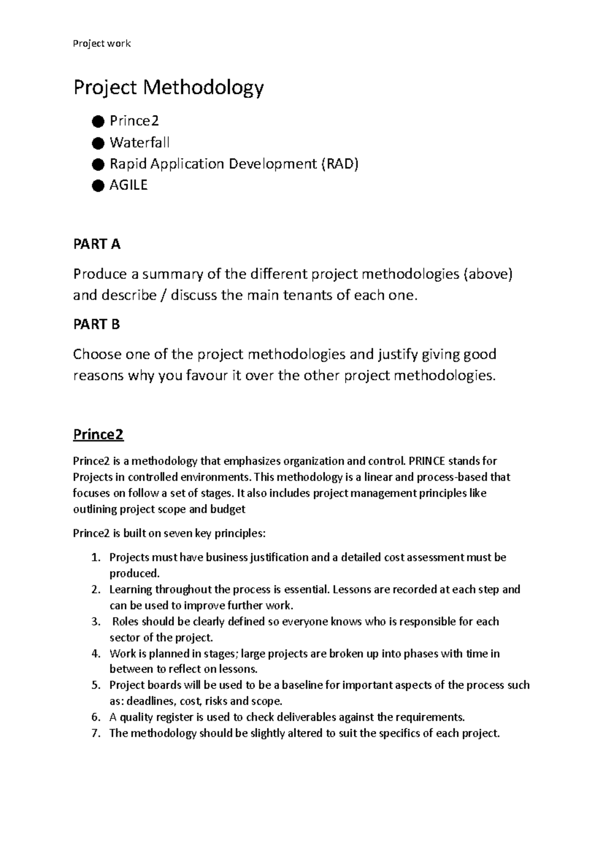 Project Methodology Overview - Project work Project Methodology Prince ...