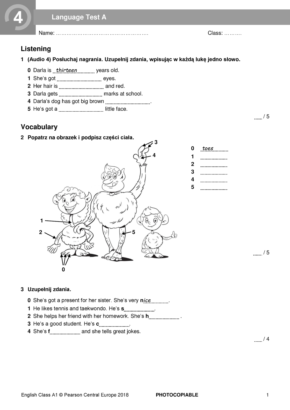 ECA1 Tests Language Test 4A New2018 - Name