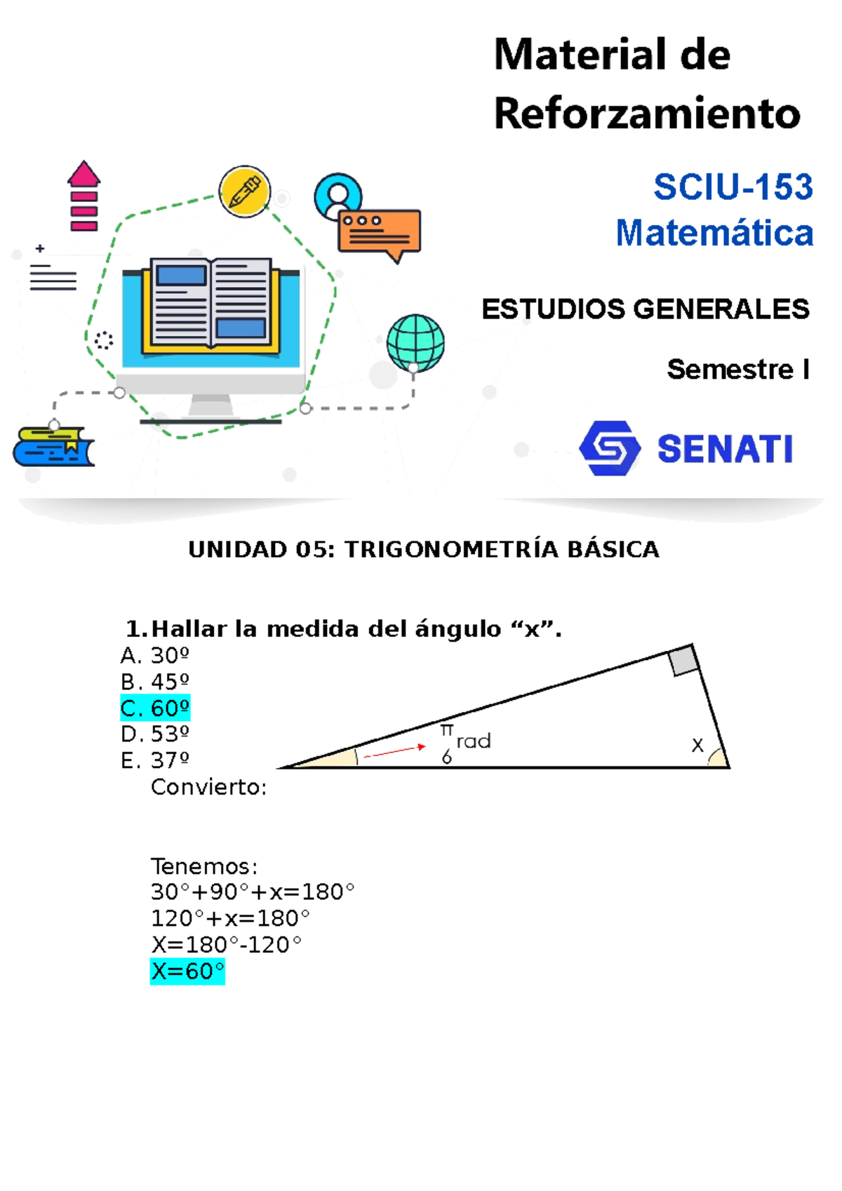 Matematica Reforzamiento N5 - UNIDAD 05: TRIGONOMETRÍA BÁSICA 1 la ...