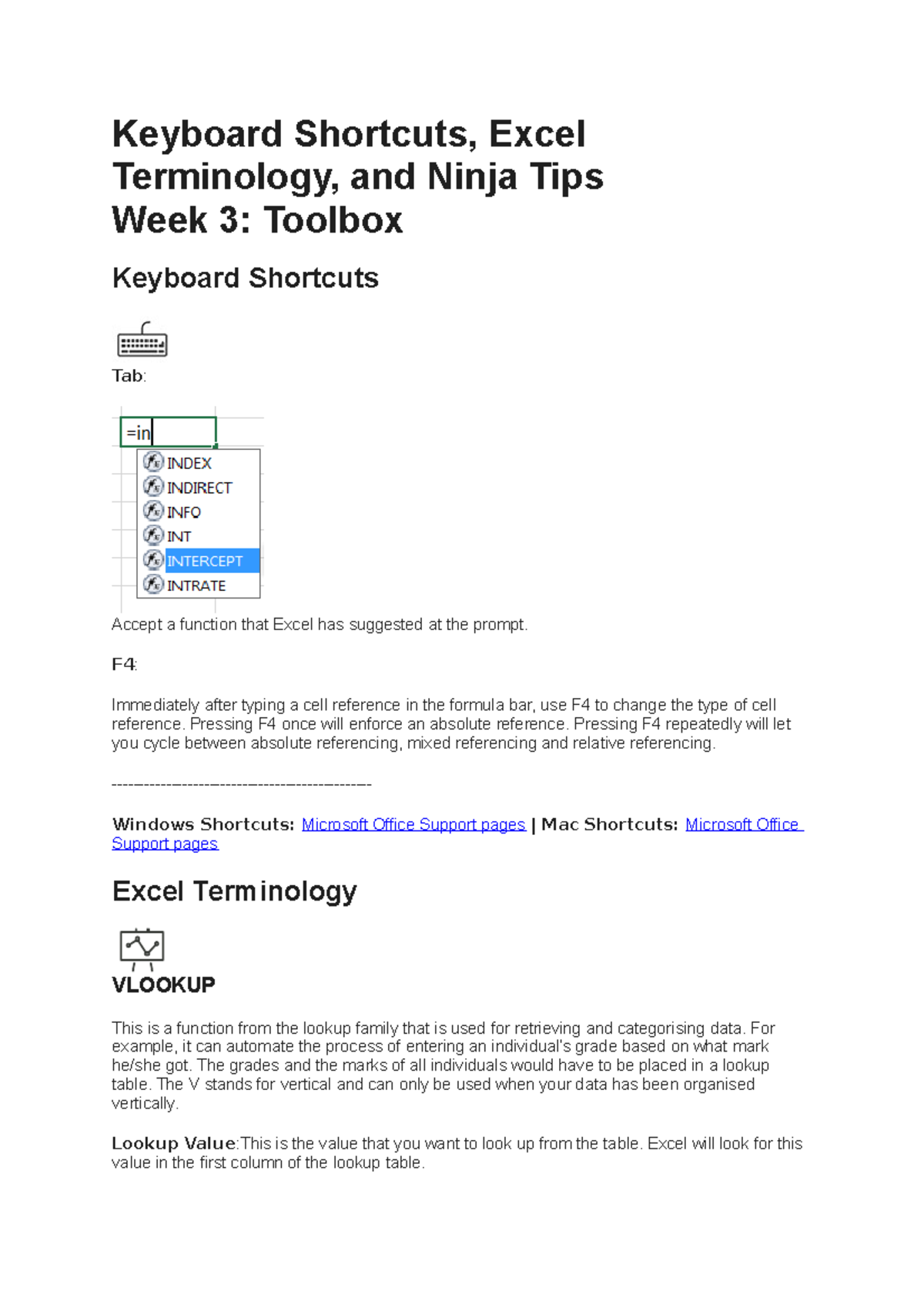 week-3-toolbox-keyboard-shortcuts-excel-terminology-and-ninja