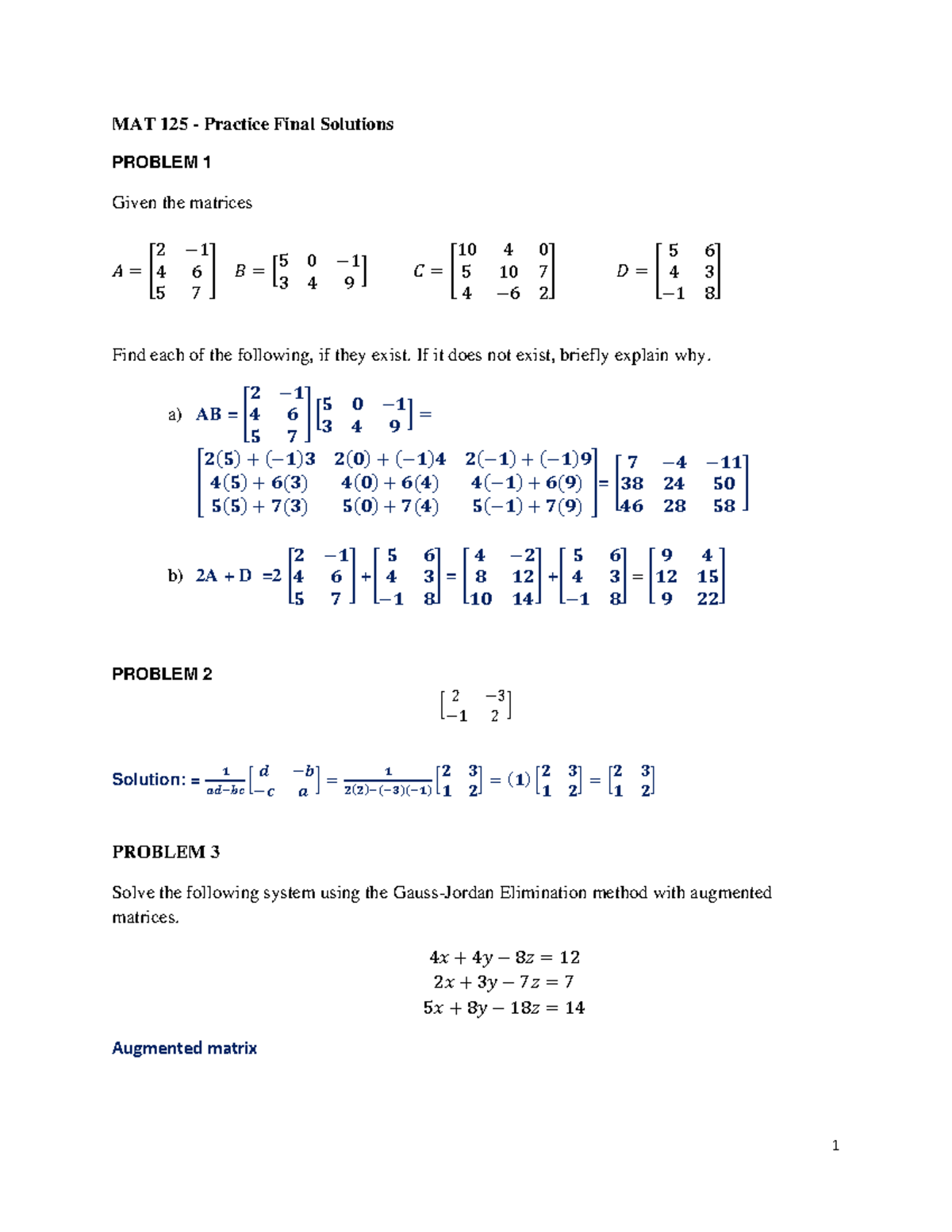 M125Final Practice Solutions A241 - MAT 125 - Practice Final Solutions ...