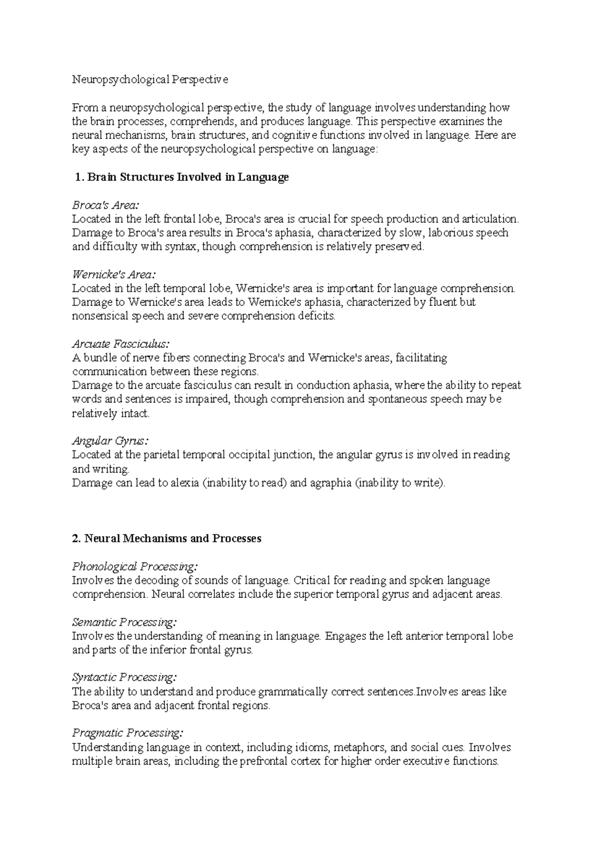 Understanding Language Comprehension - Neuropsychological Perspective ...