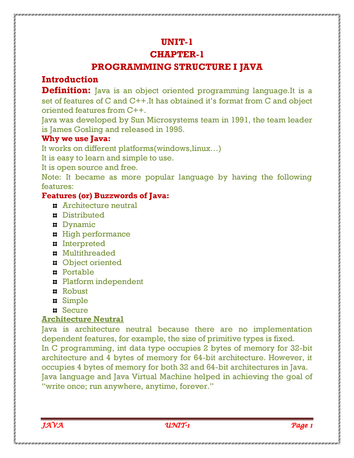 java-unit-1-java-unit-1-notes-unit-chapter-programming-structure