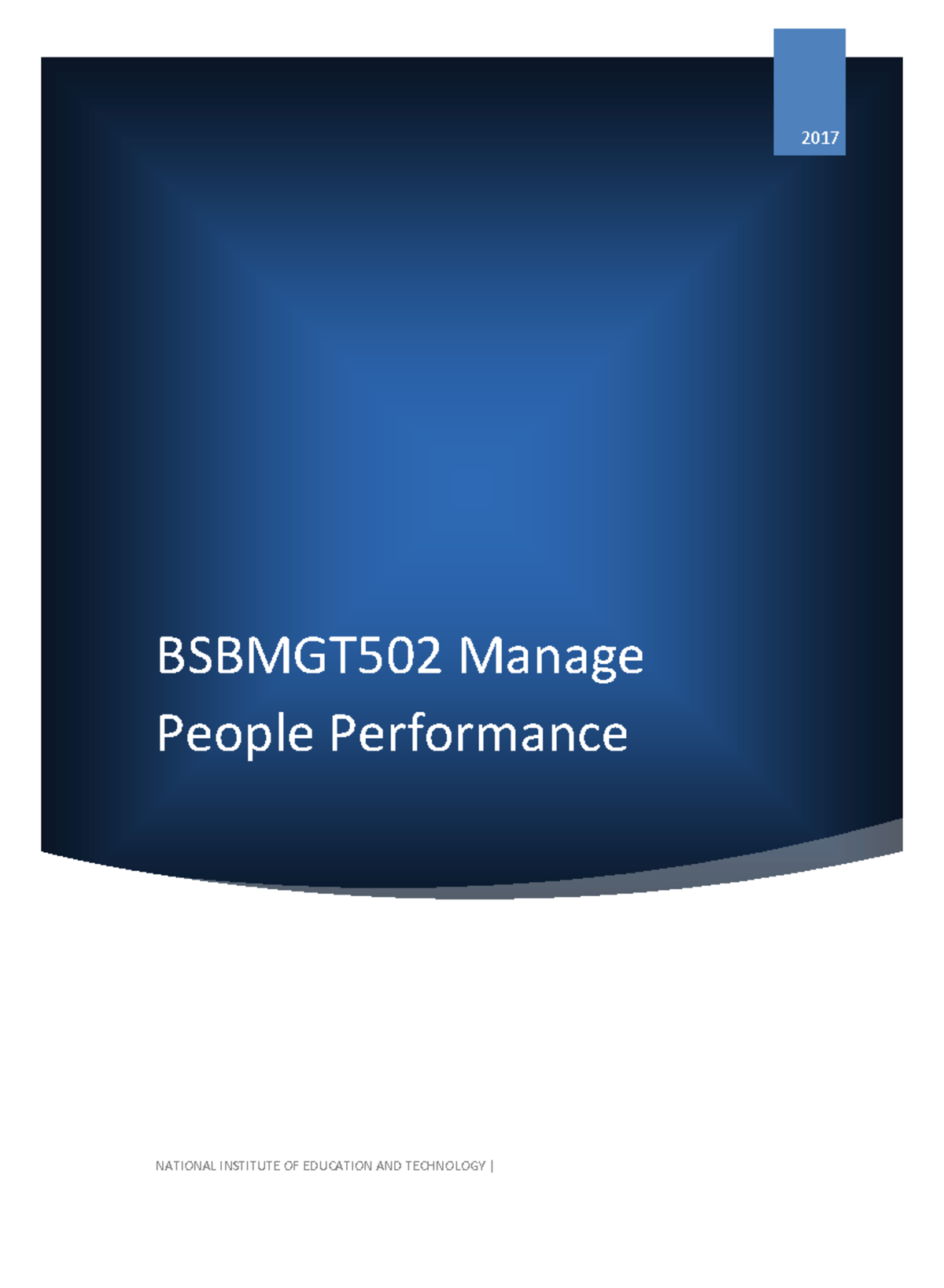 Bsbmgt 502 Learner Guide - BSBMGT502 Manage People Performance 2017 ...