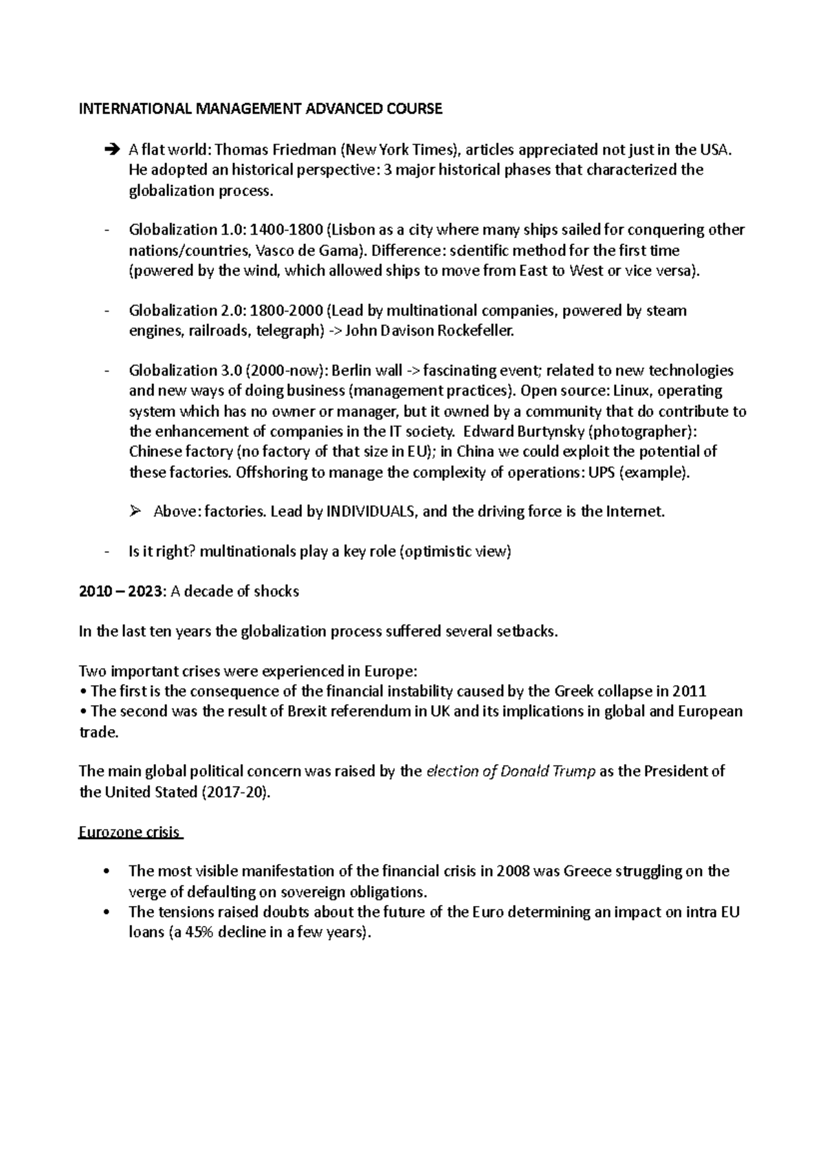 International Management Advanced Course - INTERNATIONAL MANAGEMENT ...