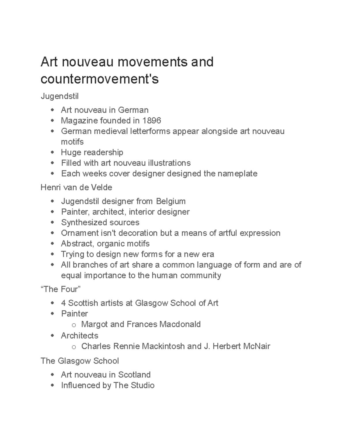 Art nouveau movements and countermovements Art nouveau movements and