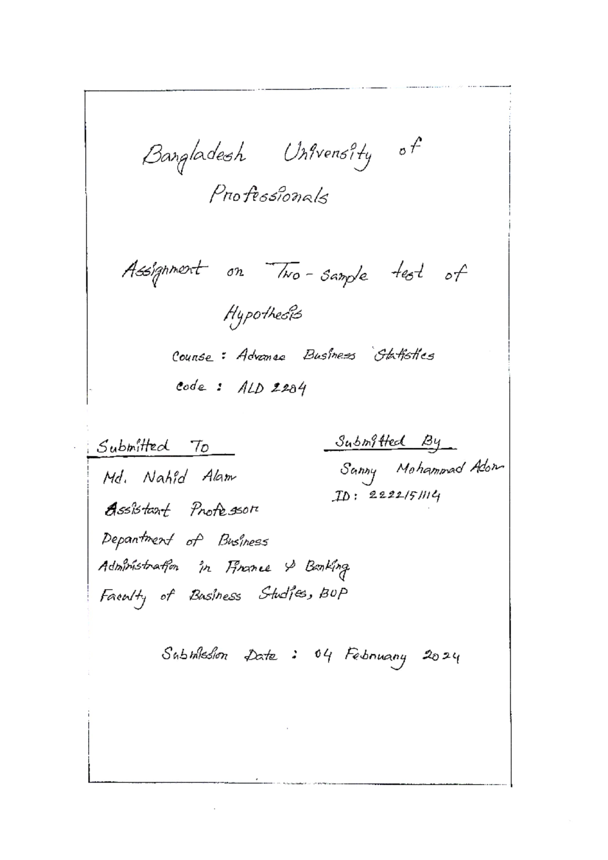 2222151114 A01 ABS mandatory assignment Business Statistic Studocu