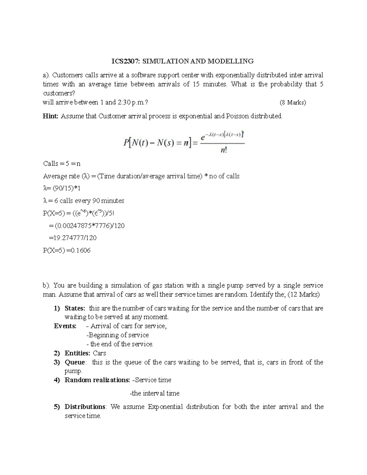 Simulation and Modelling assignment exponential and poisson - Business ...