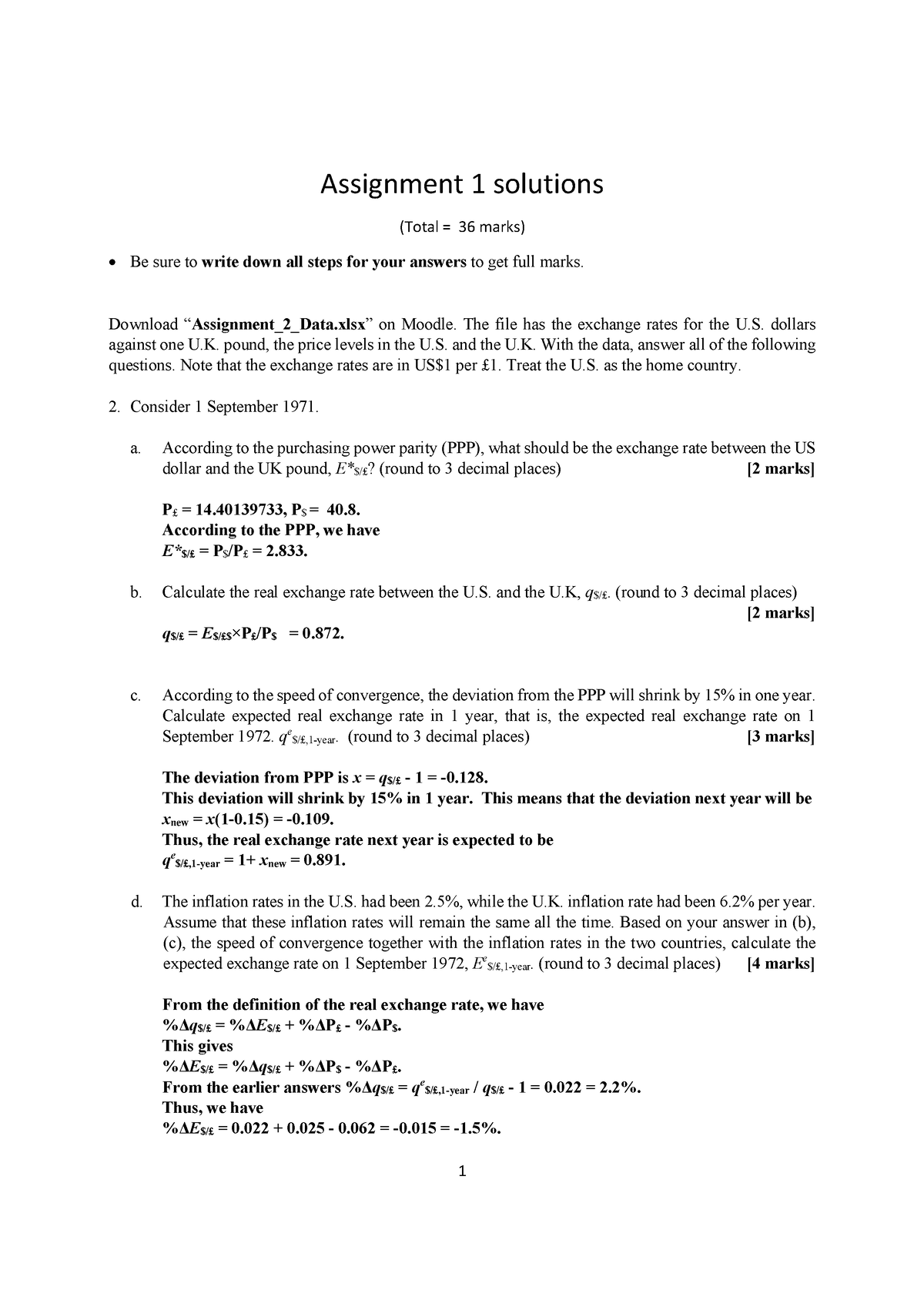 Assignment 1 ECF2721 SSB-01 2021 Solutions - 1 Assignment 1 Solutions ...