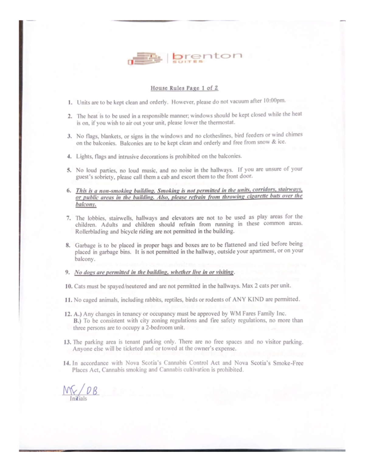 House Rules Page 1 of 2 - Planning apt - brenton SUITES House Rules ...